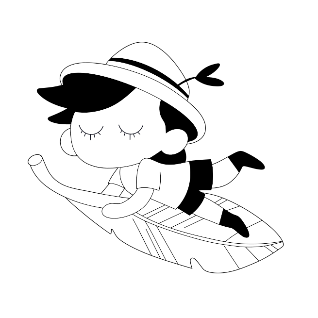 A drawing of a girl on a surfboard