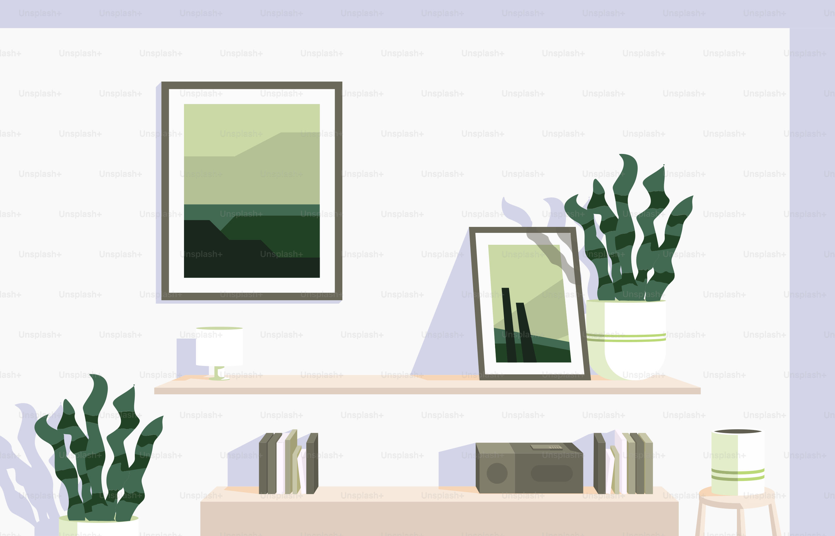 A living room filled with furniture and plants