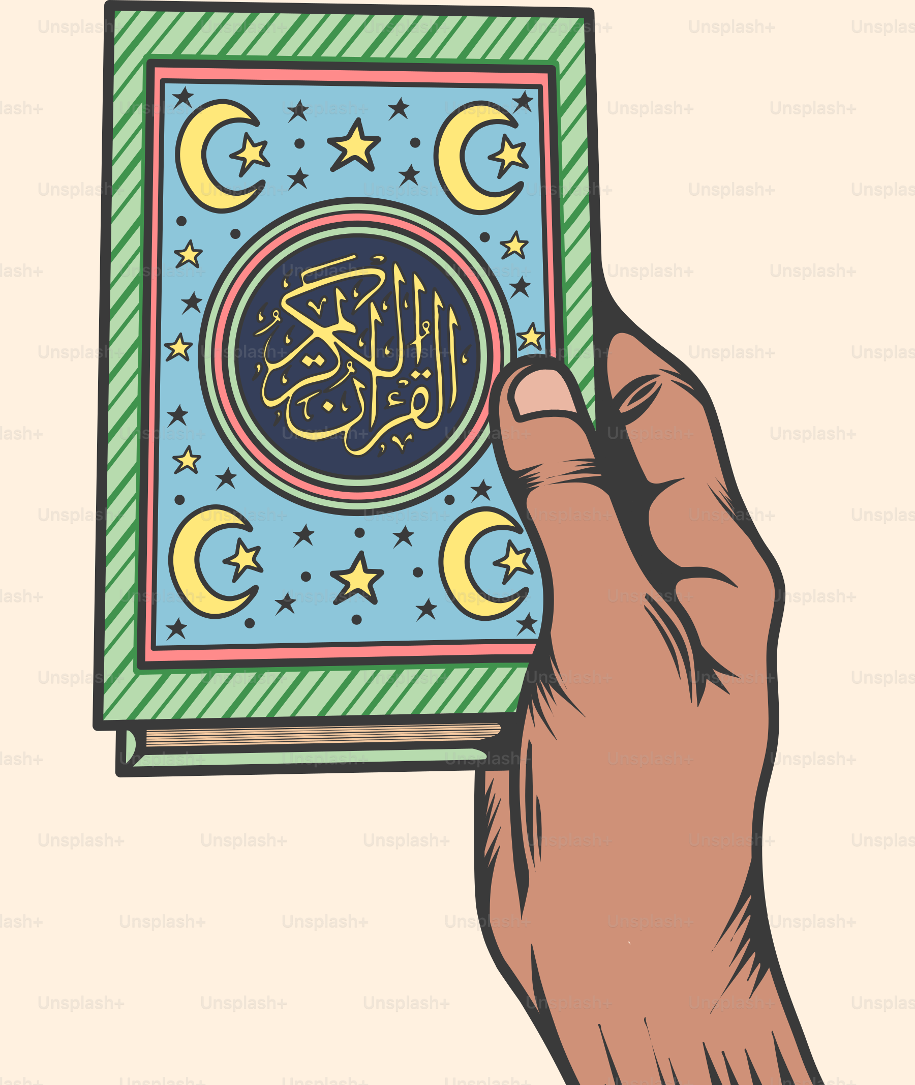 A hand holding a book with a picture of the moon and stars on it