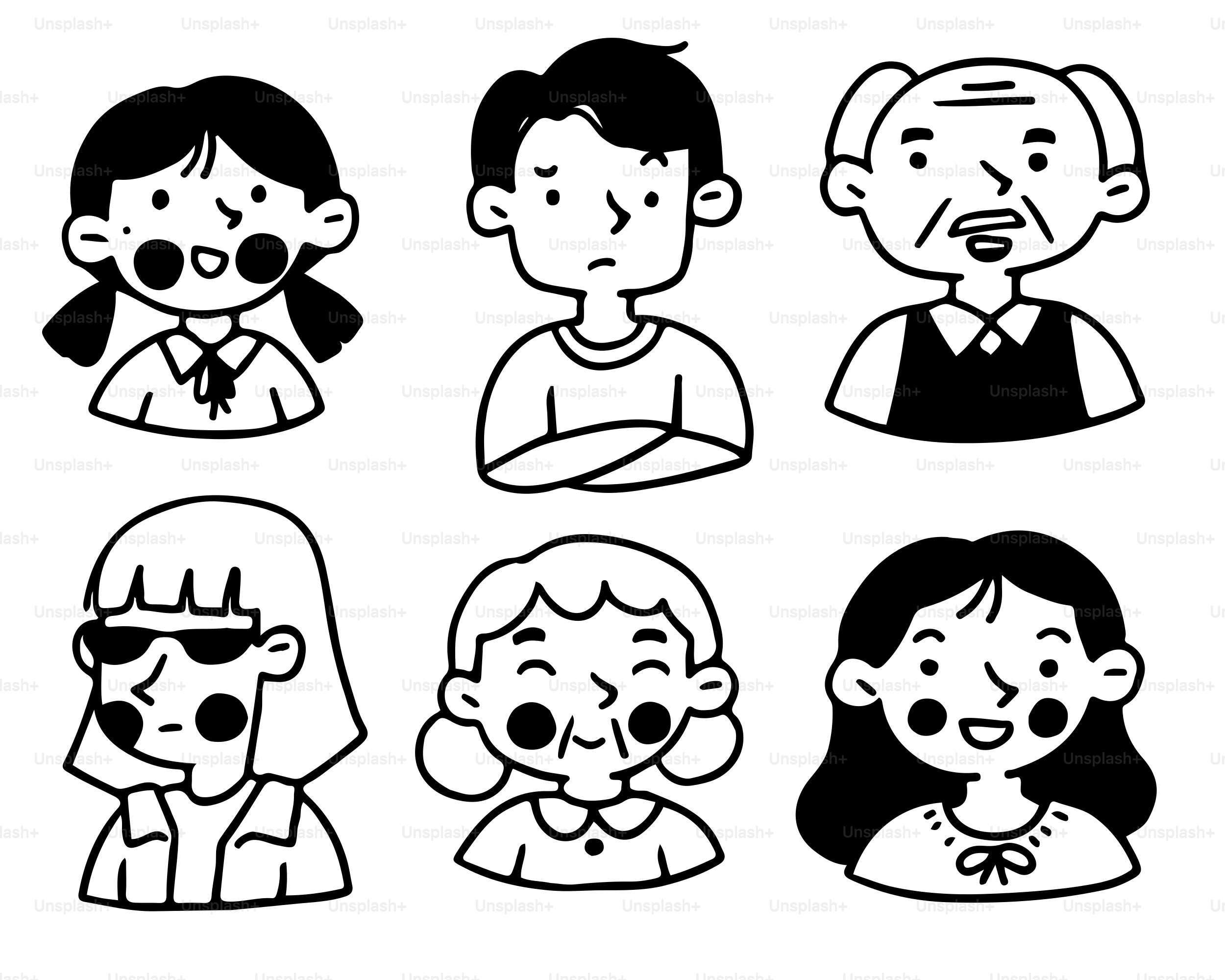 A group of people with different facial expressions