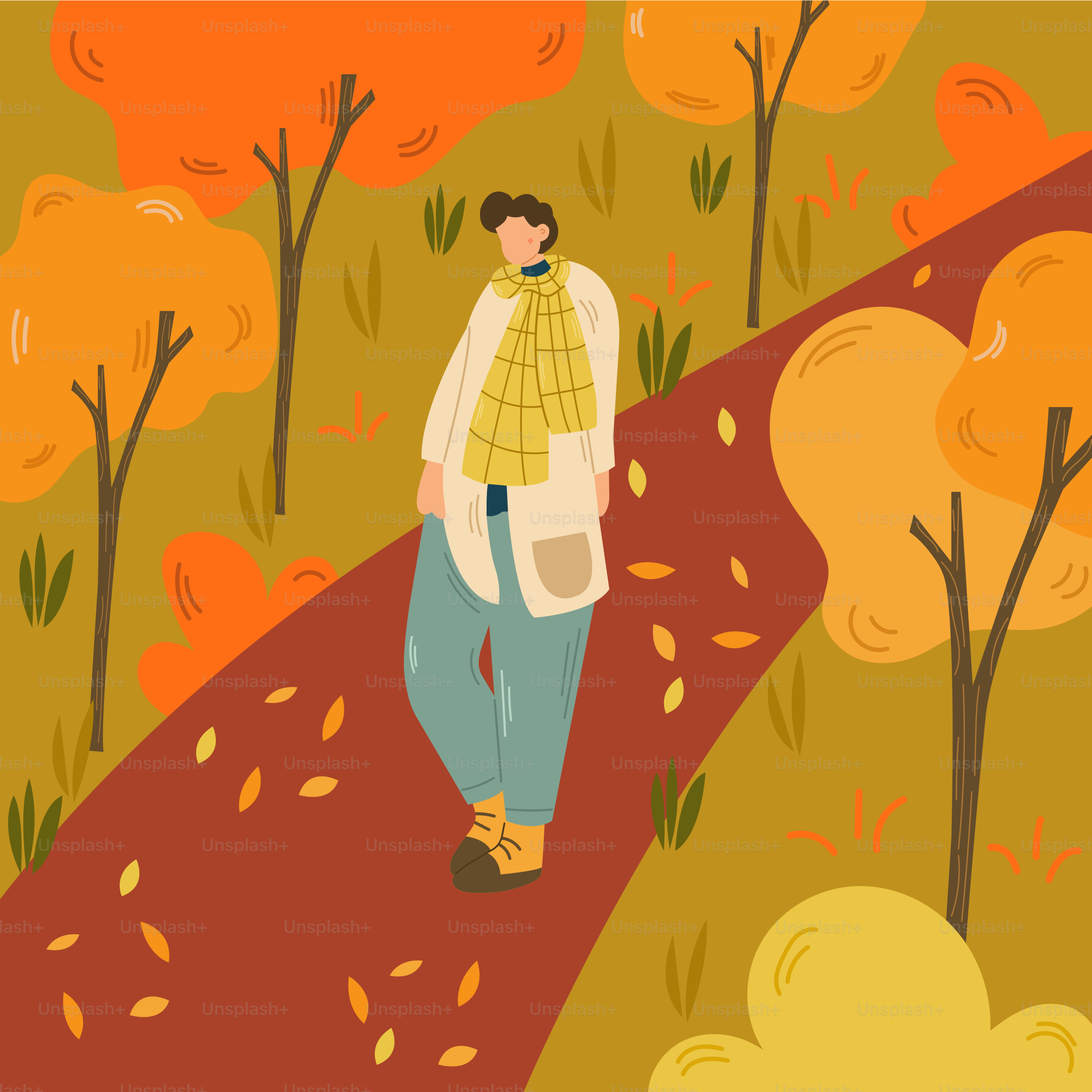 A man standing on a path in the middle of a forest