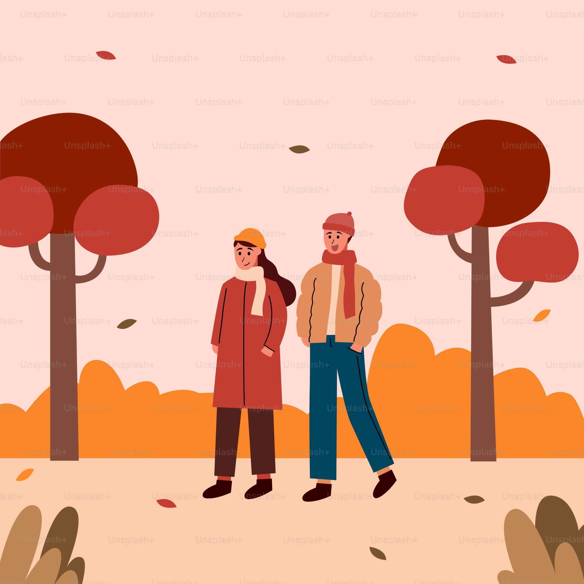 Um homem e uma mulher parados em um parque