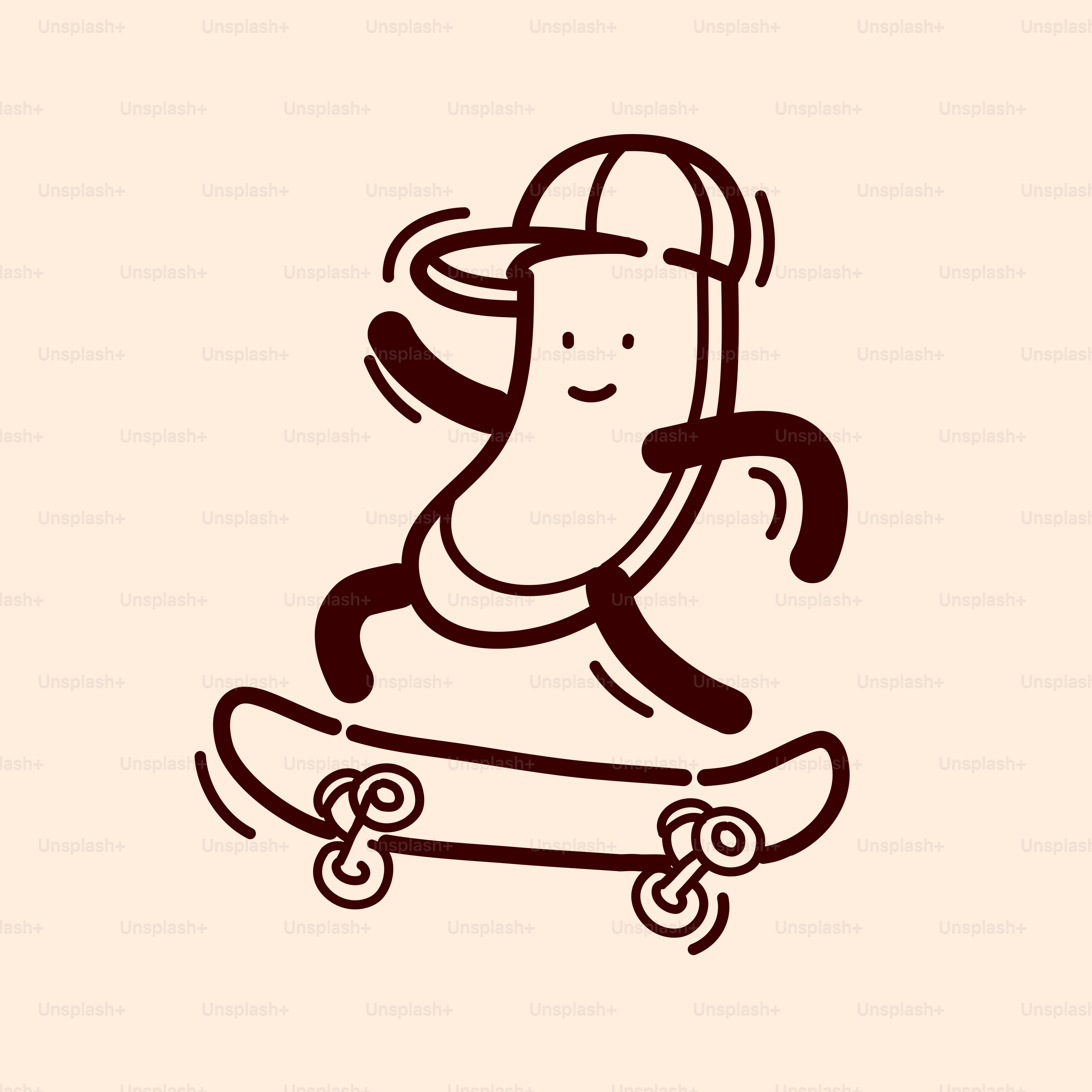 A drawing of a banana riding a skateboard