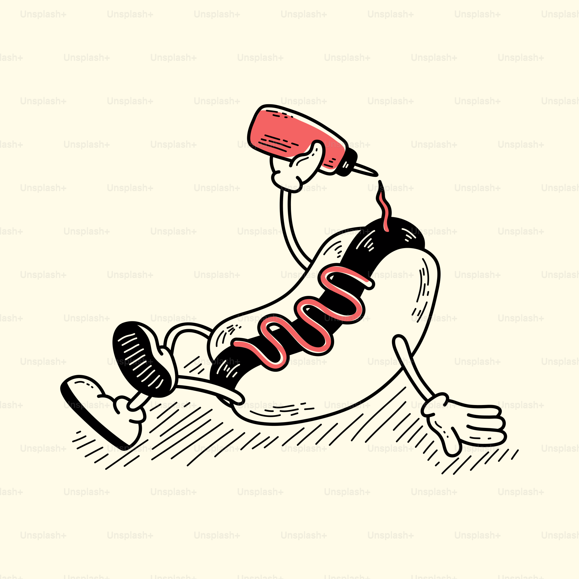 A drawing of a person laying on the ground