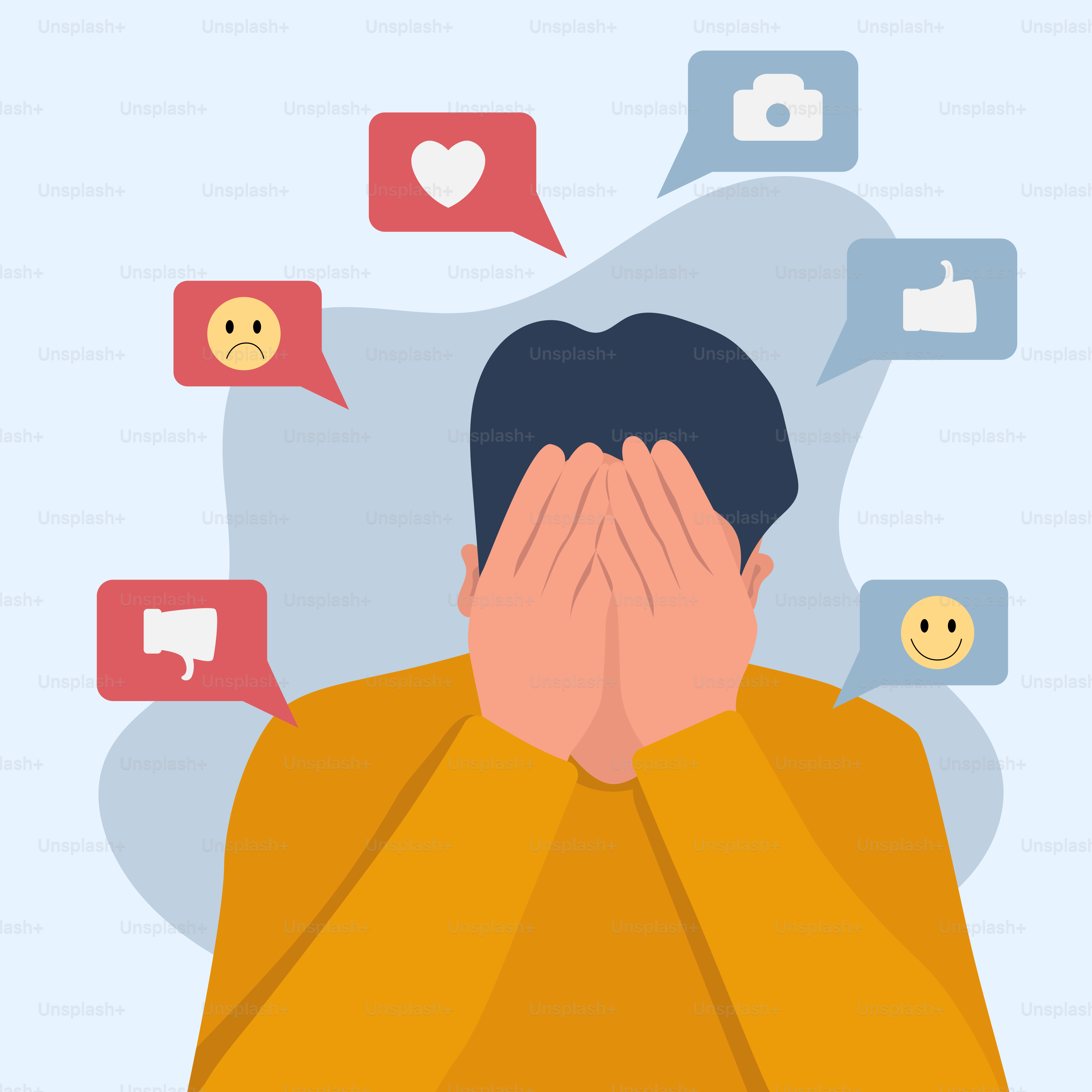 A man covering his face with his hands