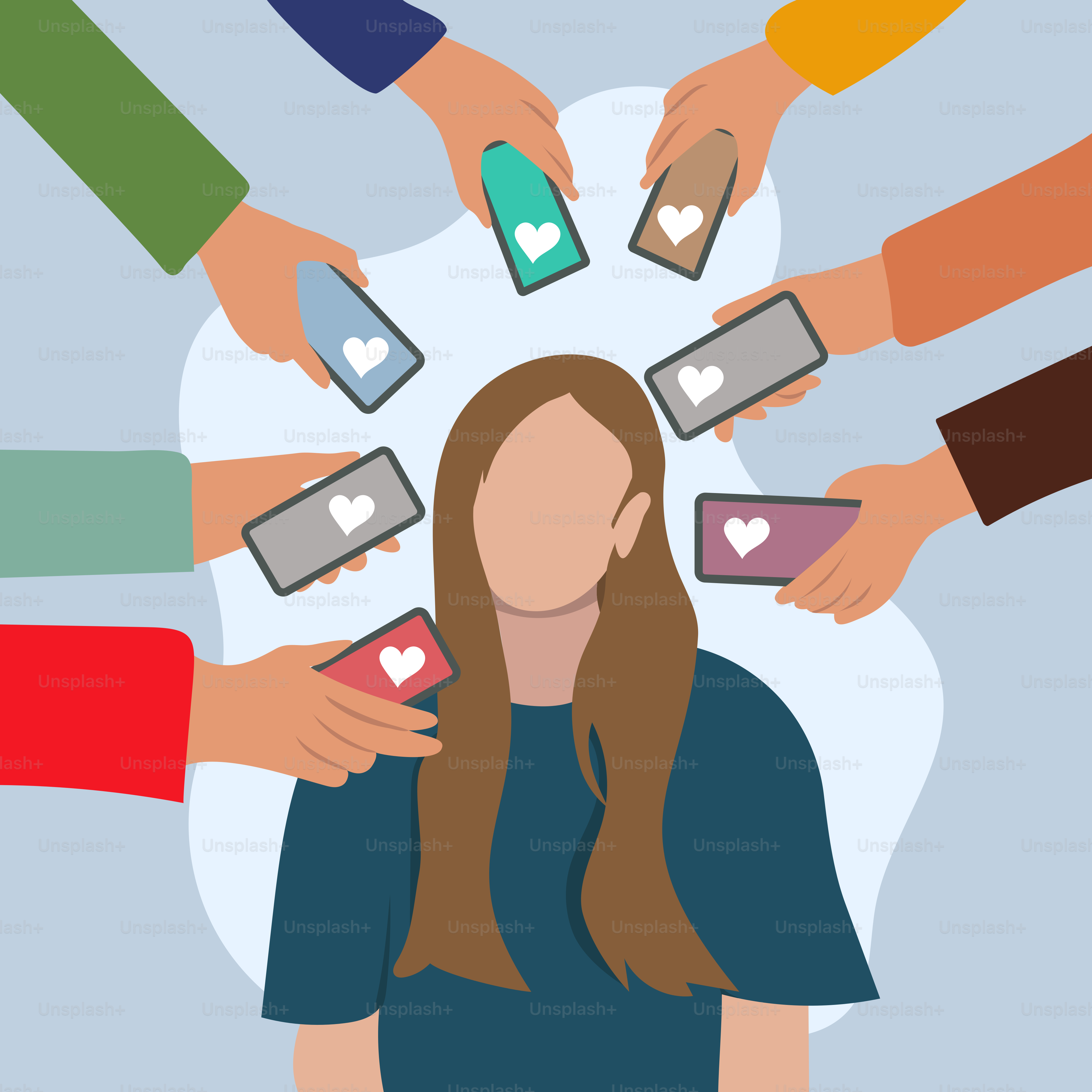 A group of people holding cell phones in a circle