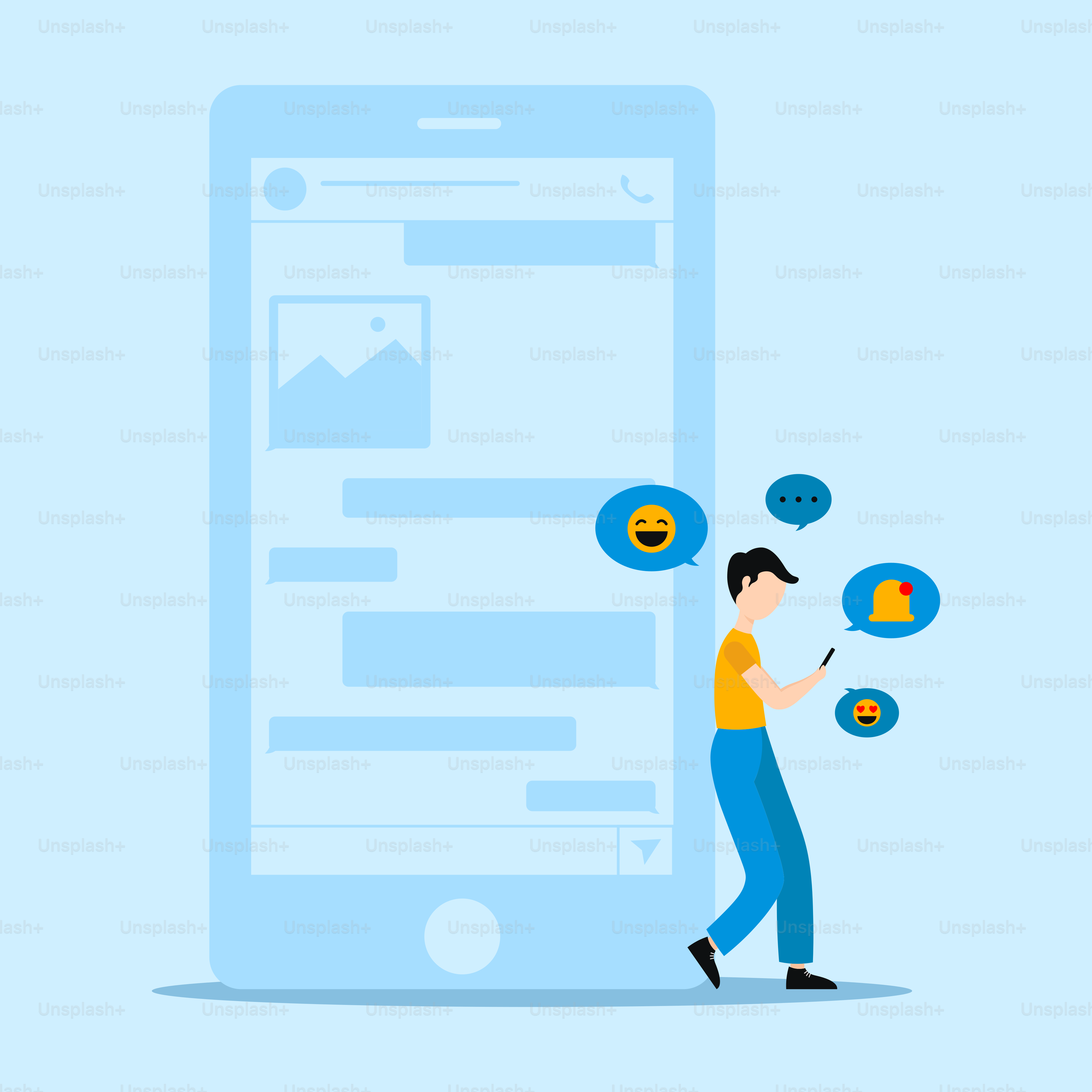 A man walking past a giant mobile phone