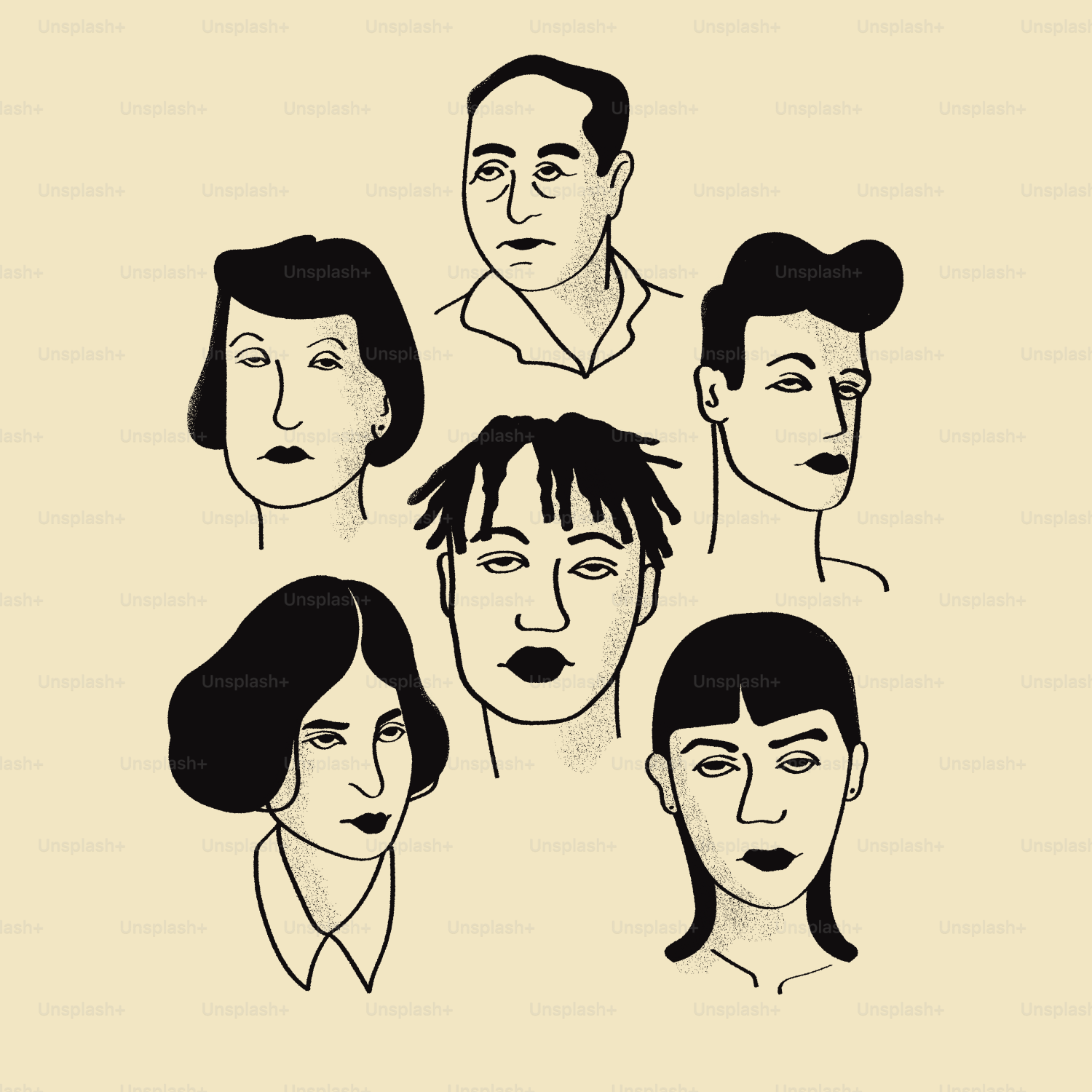 A group of people with different facial expressions