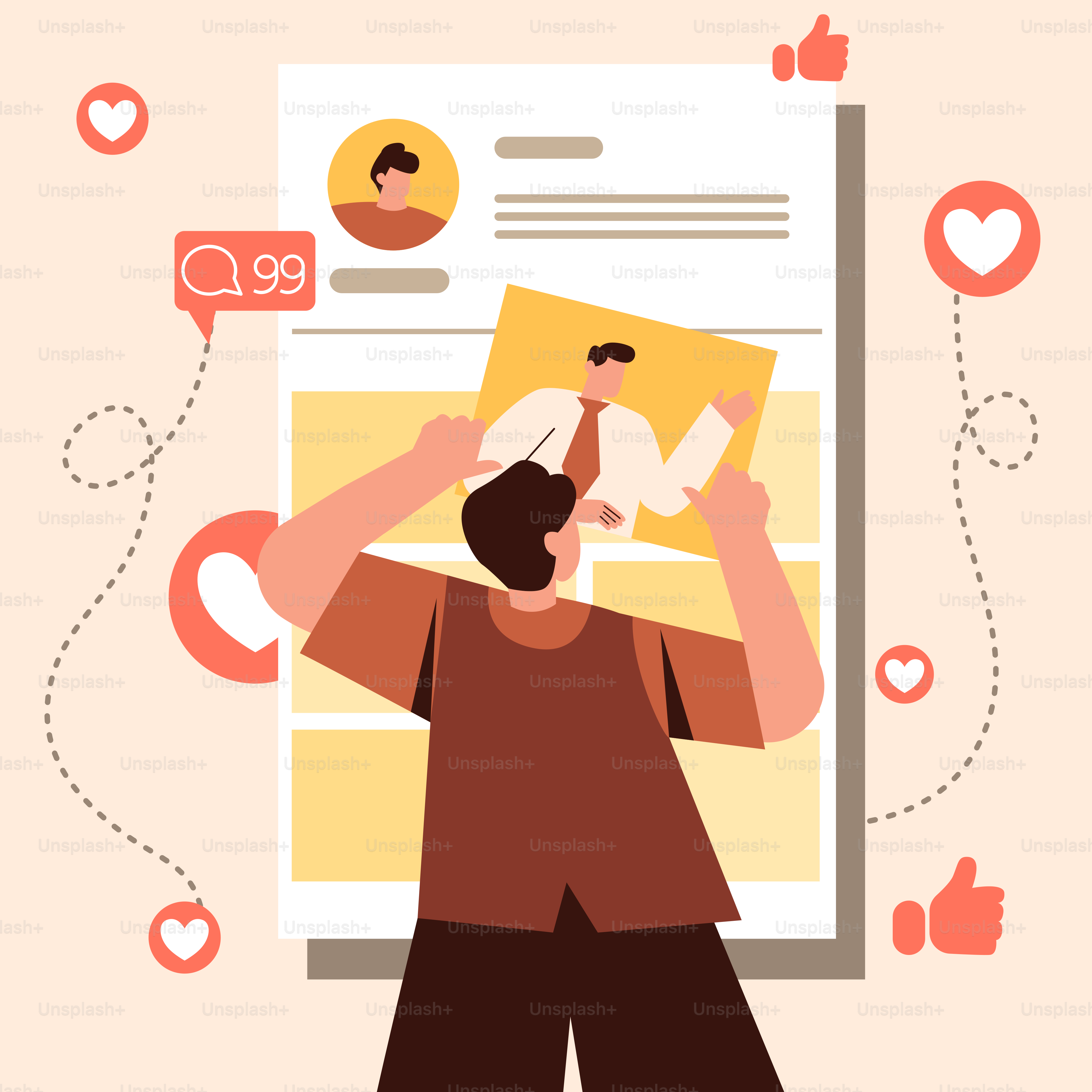 A man standing in front of a large poster