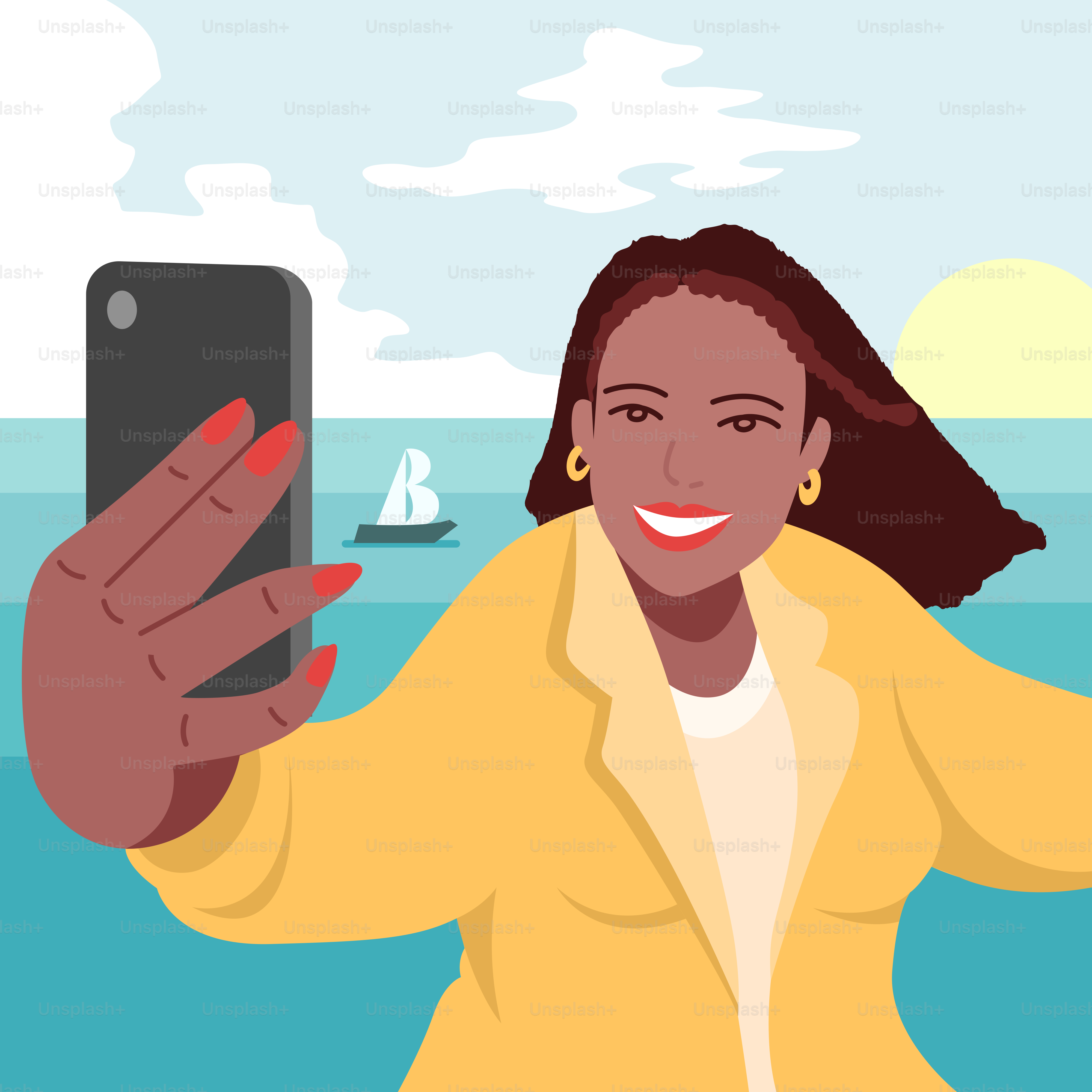 Una donna che si fa un selfie con un telefono cellulare