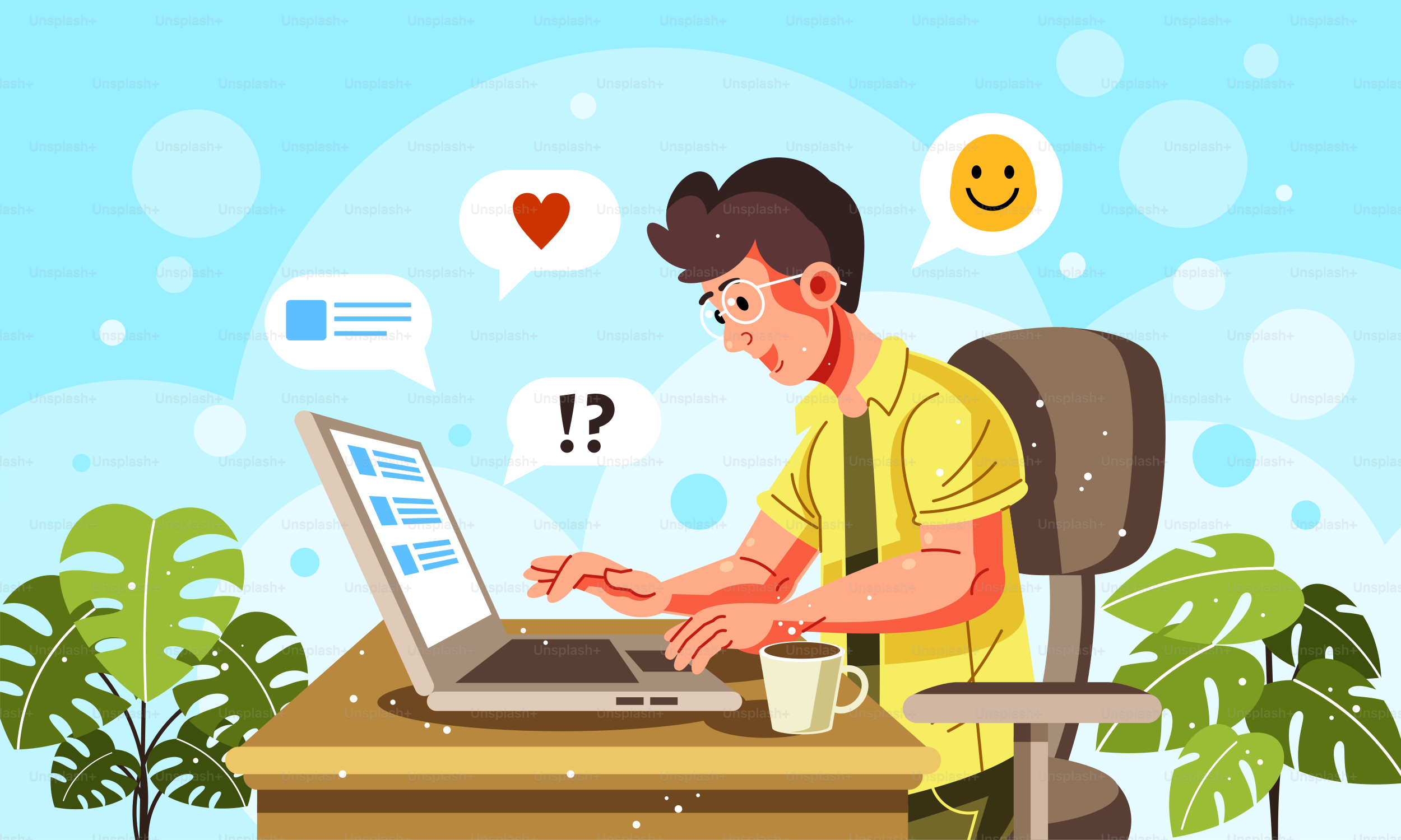 A man sitting at a desk using a laptop computer