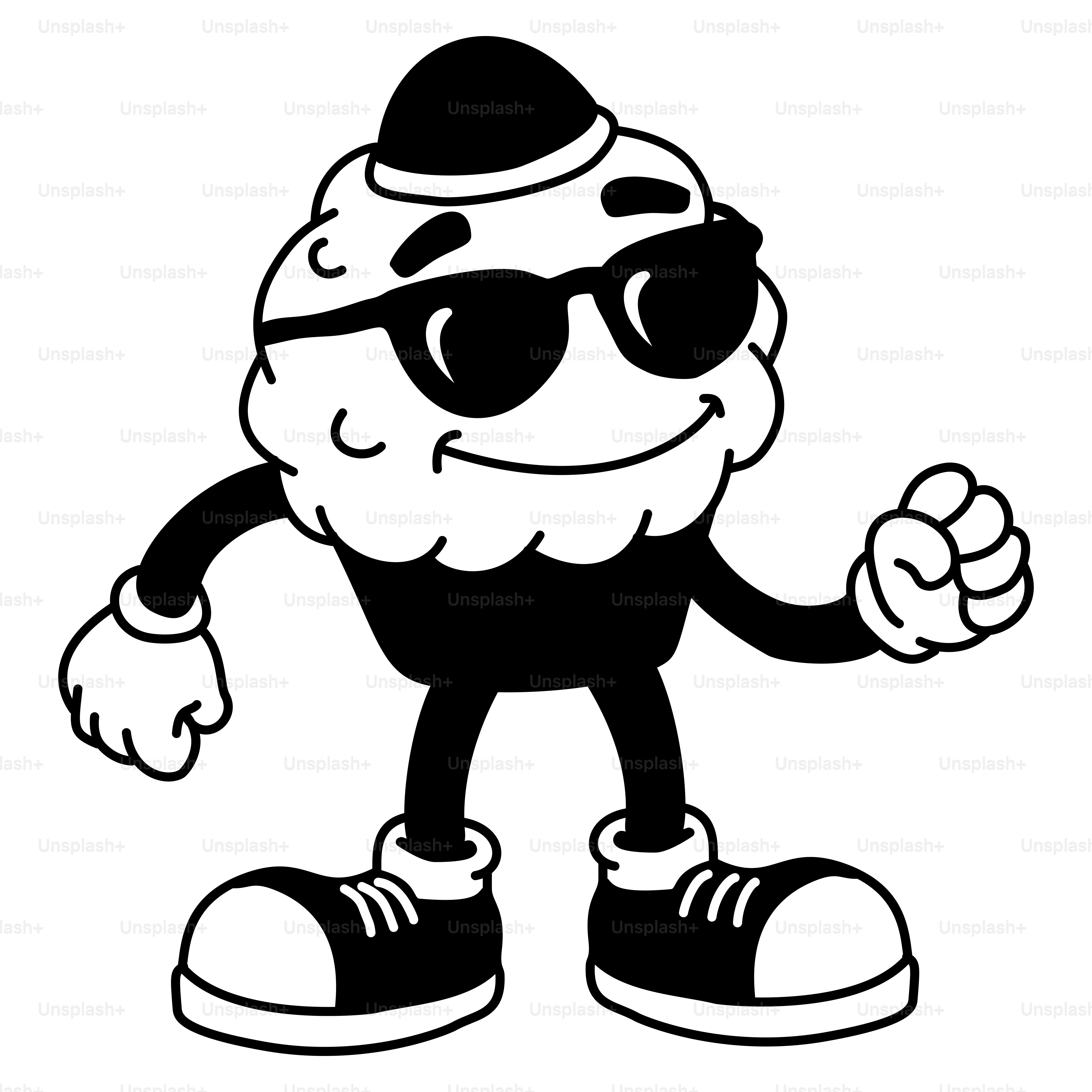 A cartoon character with sunglasses and a hat