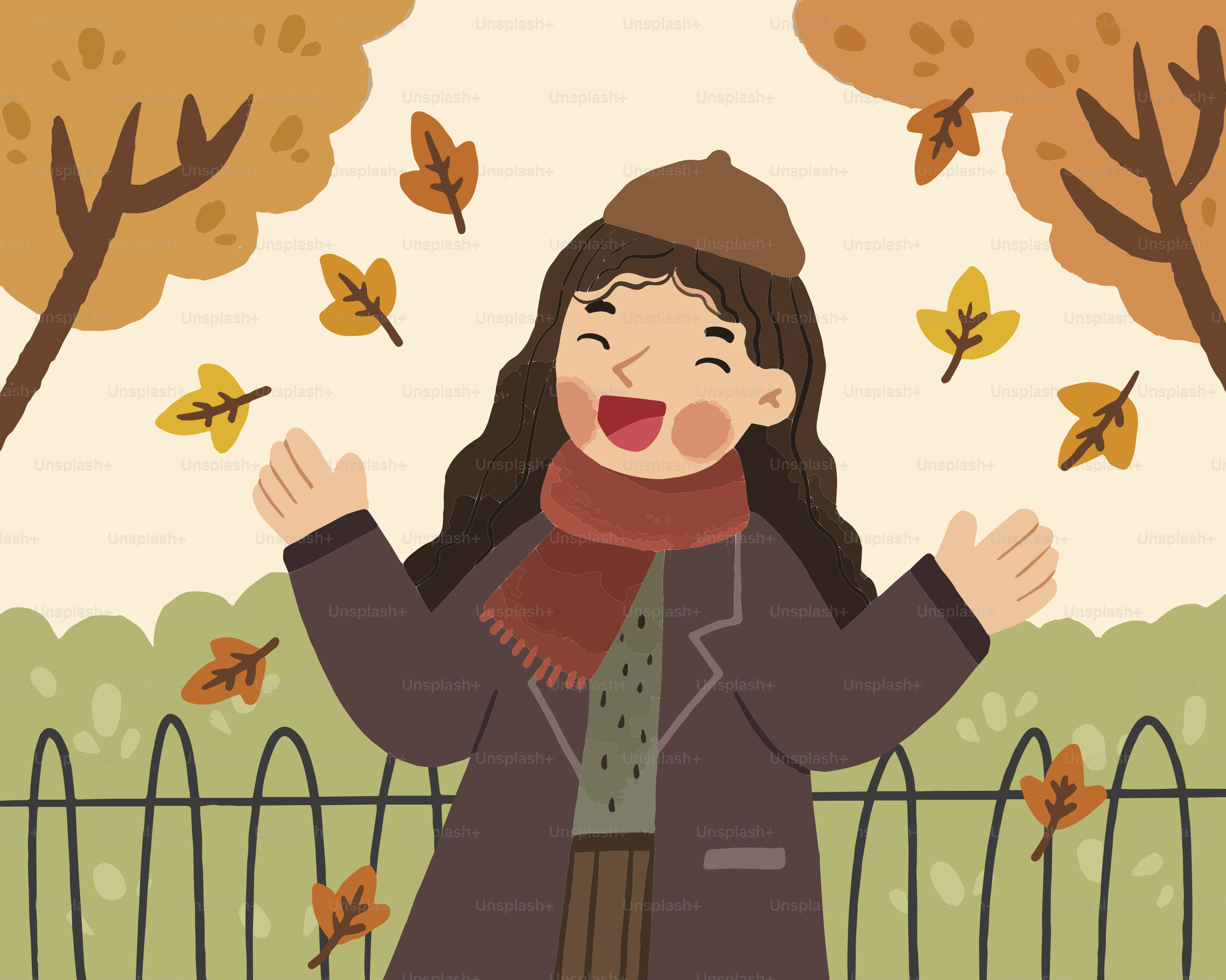 A woman standing in front of a fence with her hands in the air