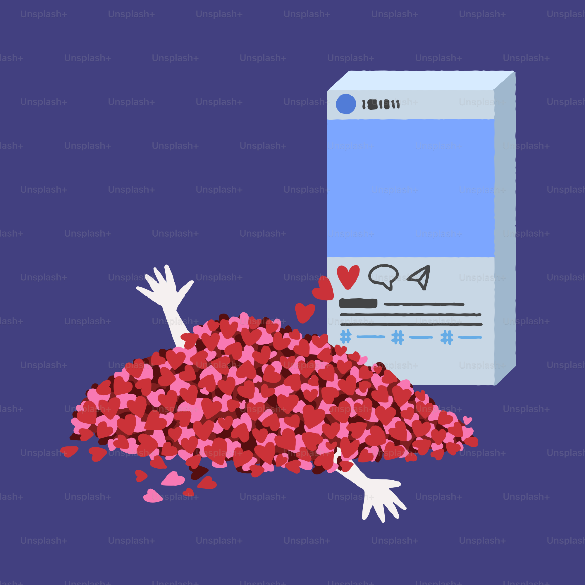 A bunch of hearts falling out of a box