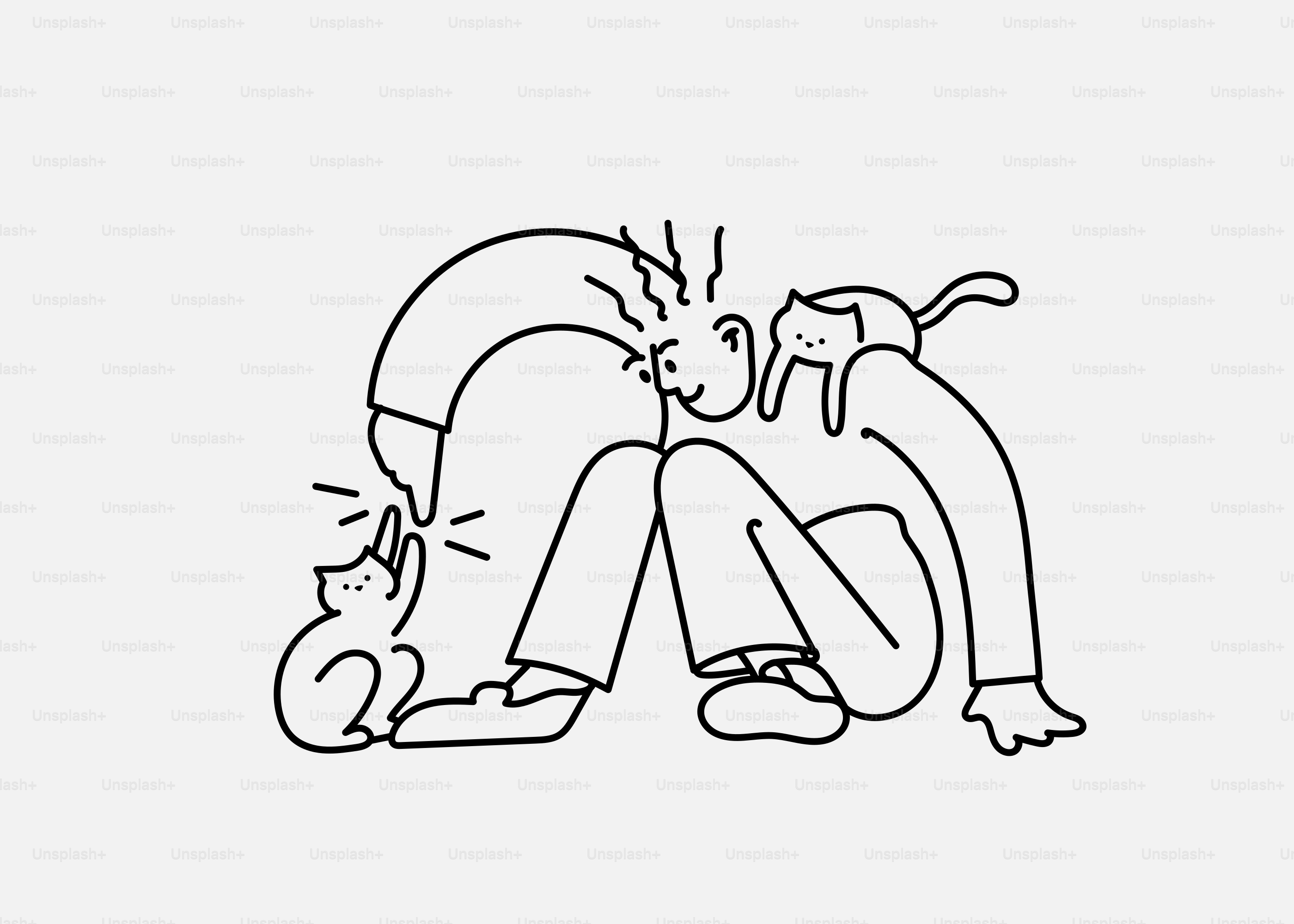 Un dessin en noir et blanc d'une personne serrant un chat dans ses bras  vectoriel – Image de Illustration sur Unsplash, image size:3000x2142