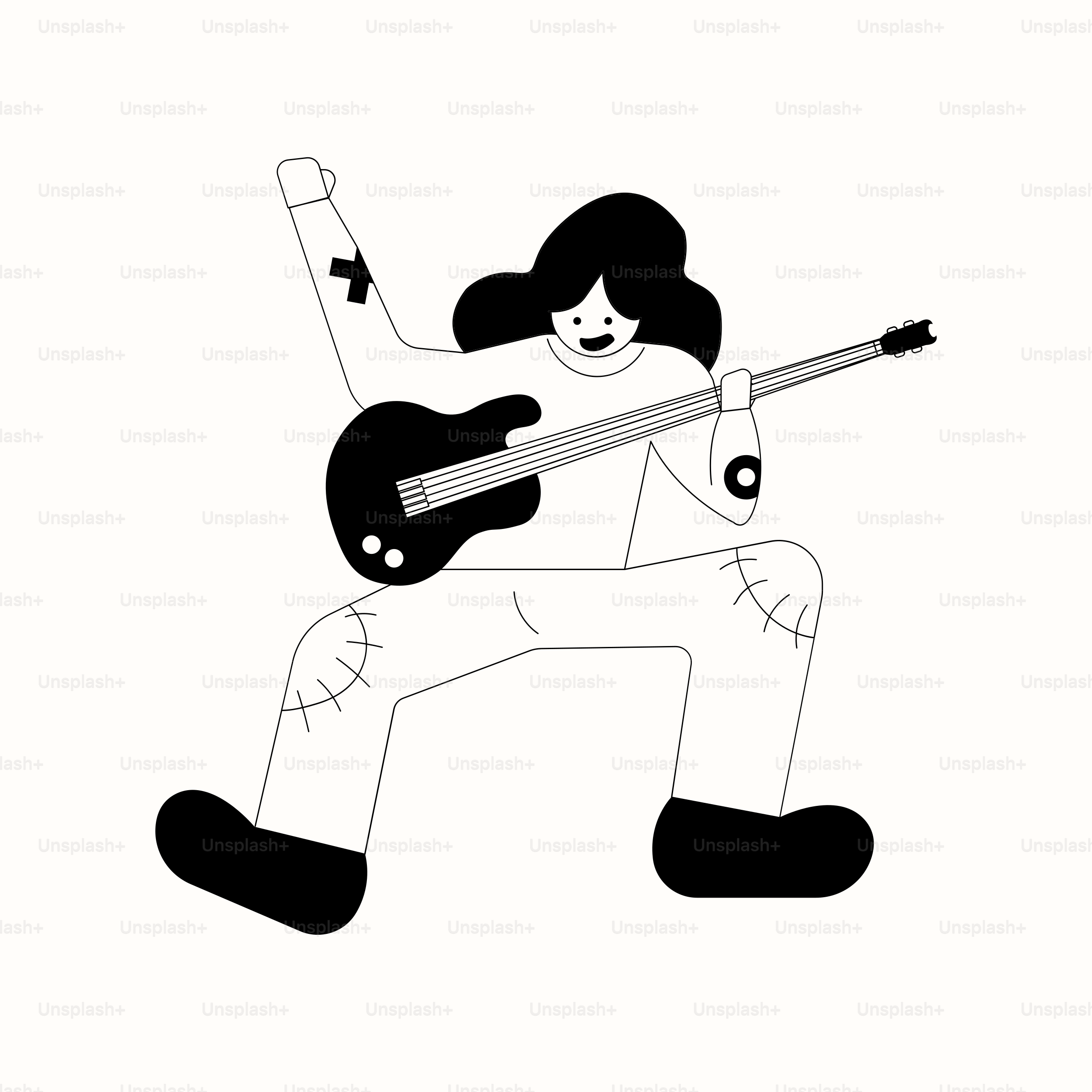 A person playing a guitar with a white background