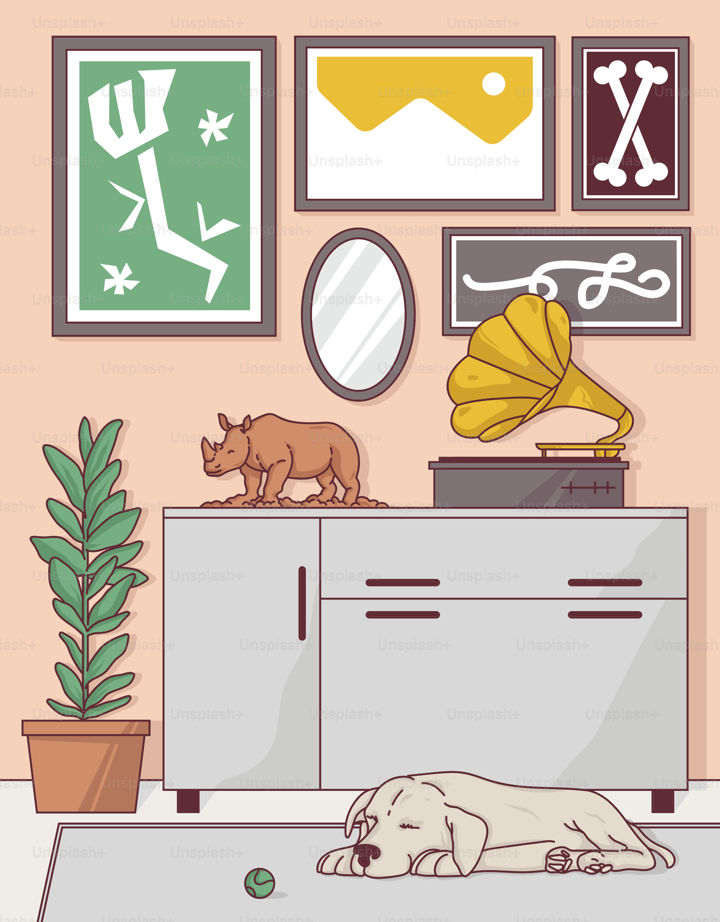 A dog laying on a rug in a living room