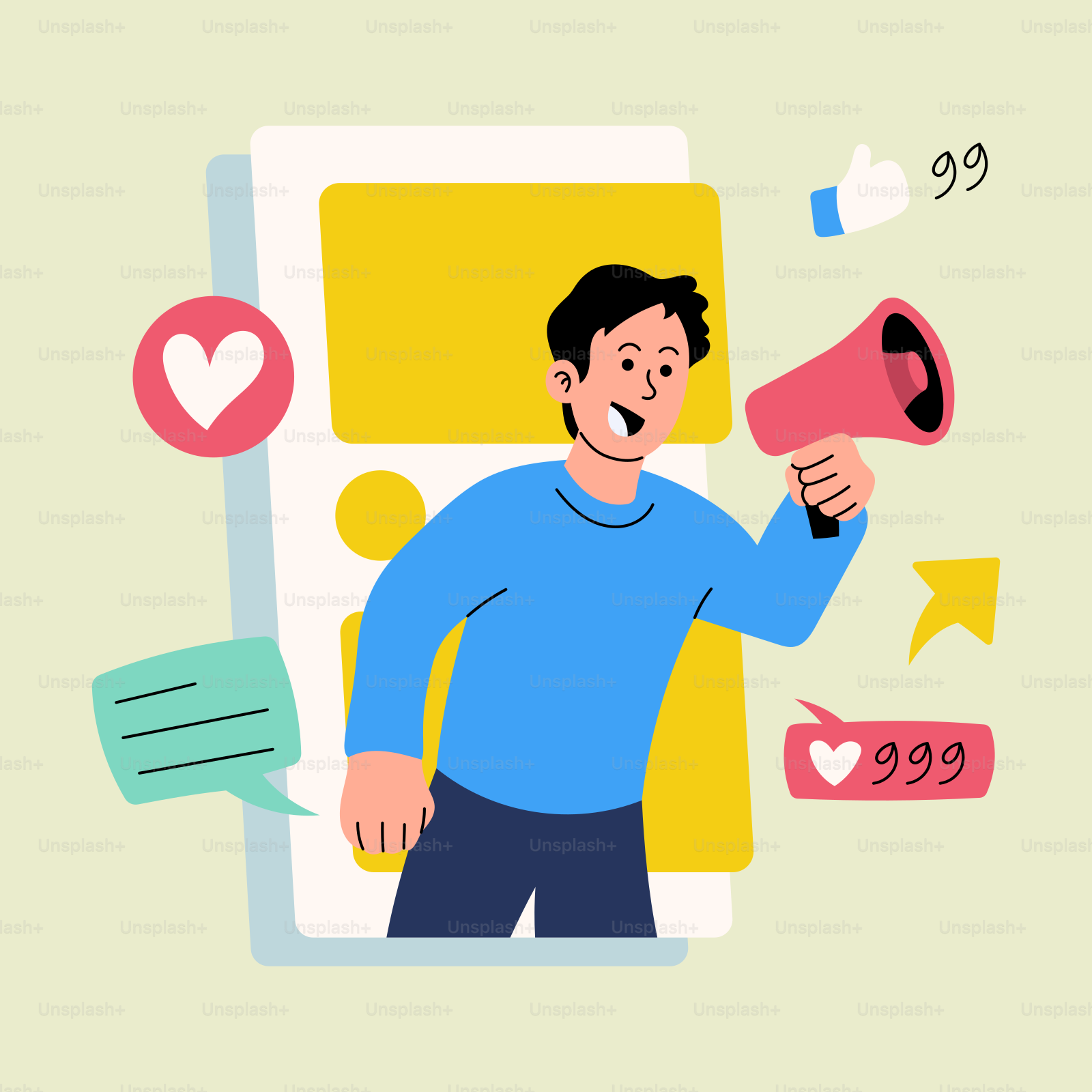 Un hombre con un megáfono y una burbuja de diálogo vector – Imagen de Redes  sociales en Unsplash, image size:3000x3000