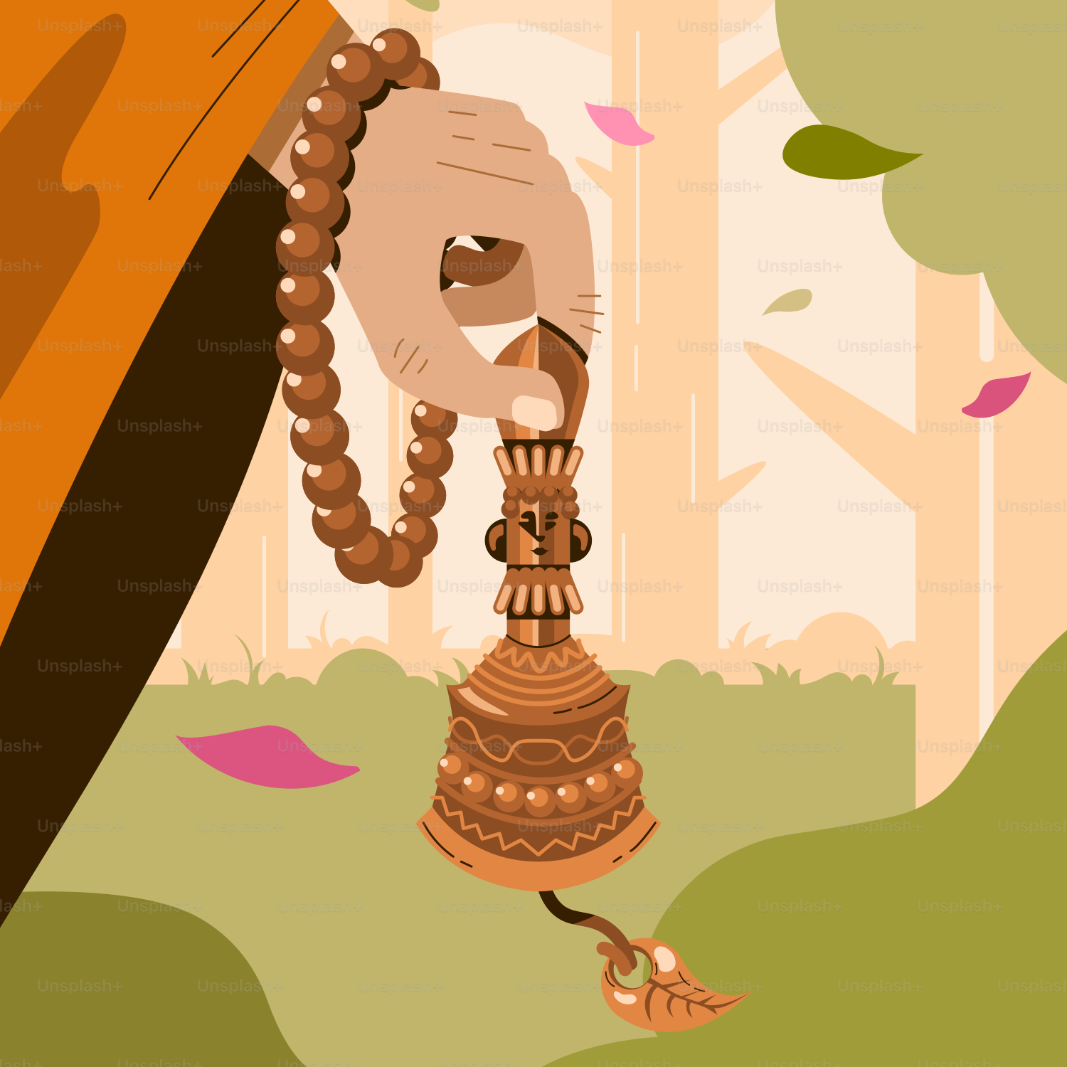 A cartoon of a person holding a bell