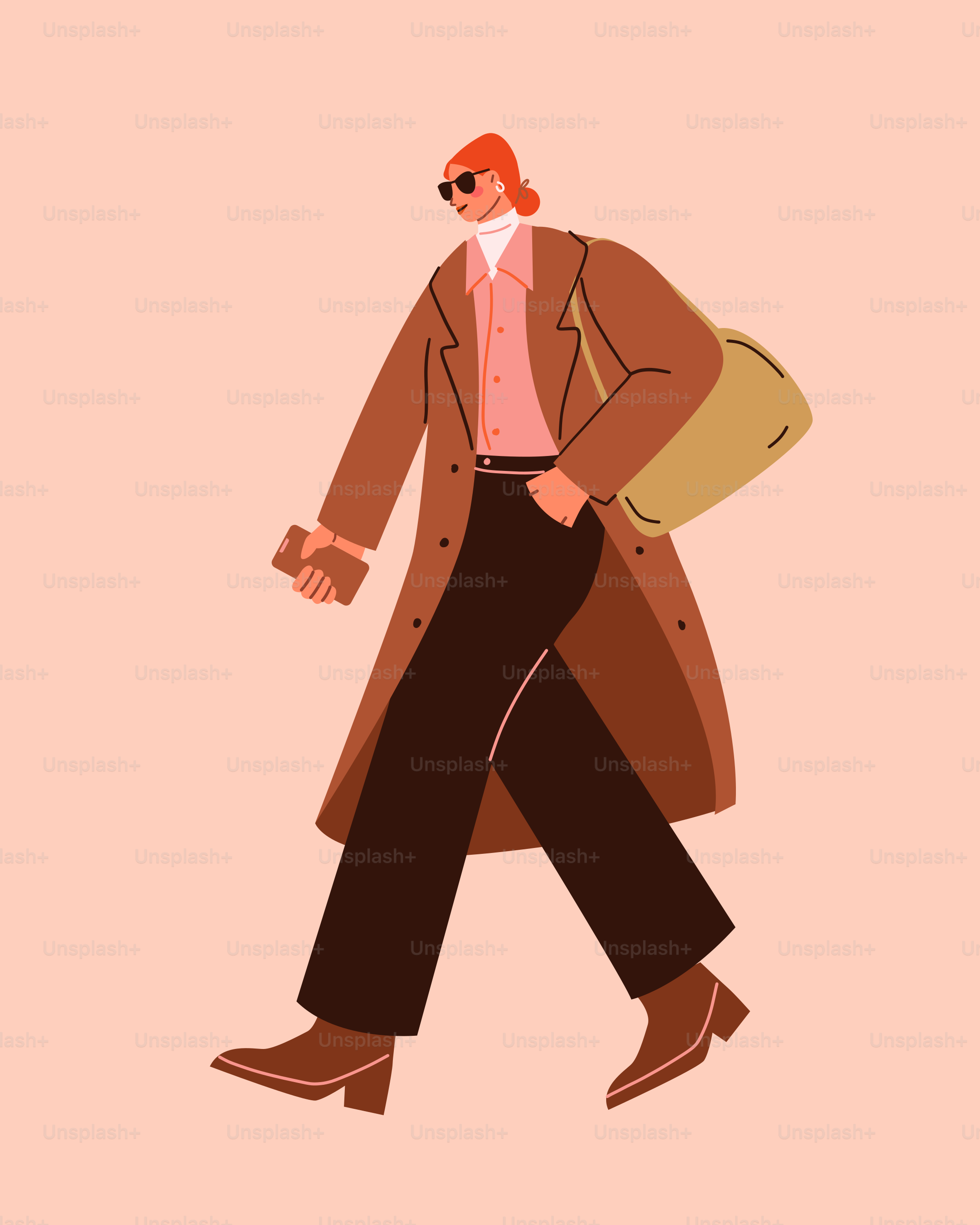 A man in a trench coat is walking