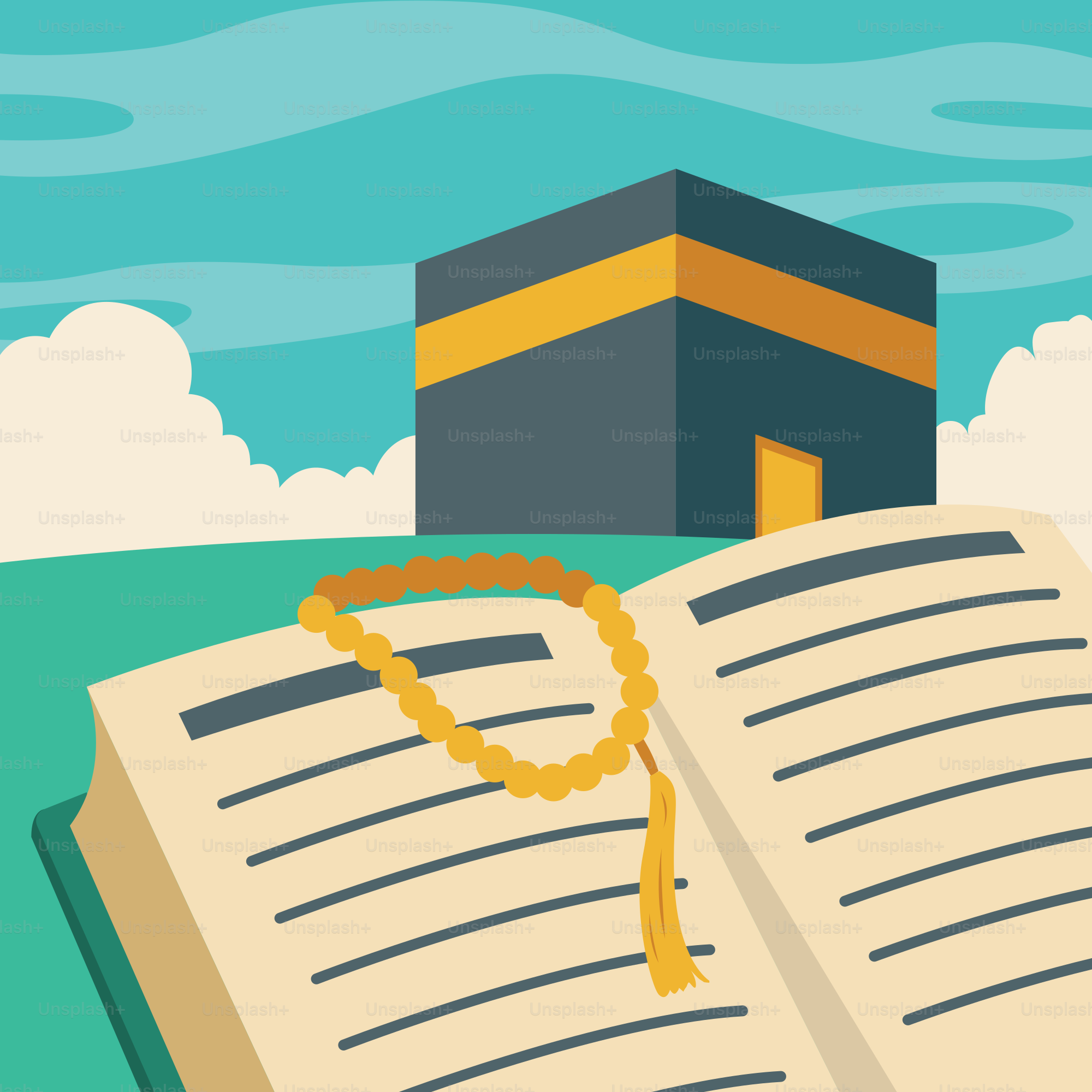 An open book with a tassel on top of it