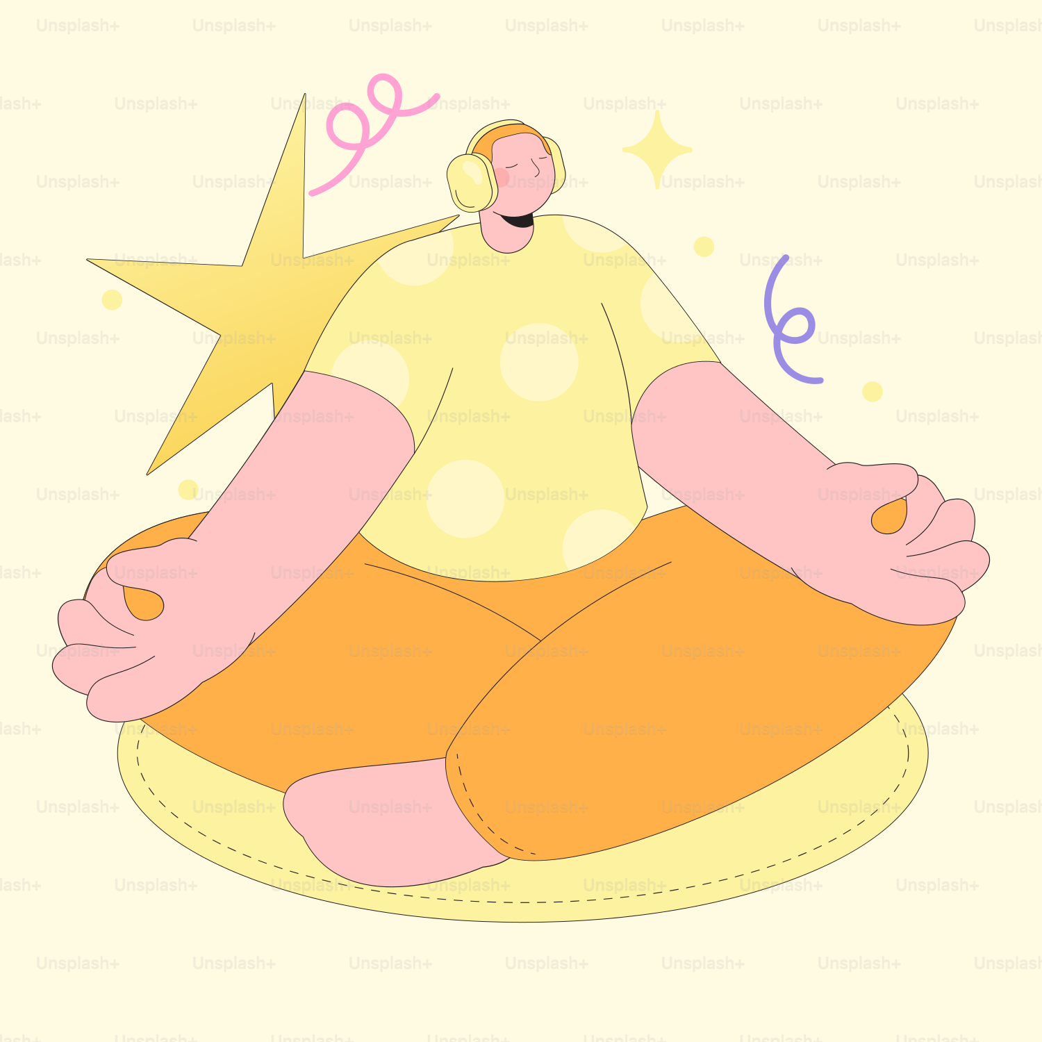 Un bambino è seduto su un cuscino con una stella su di esso