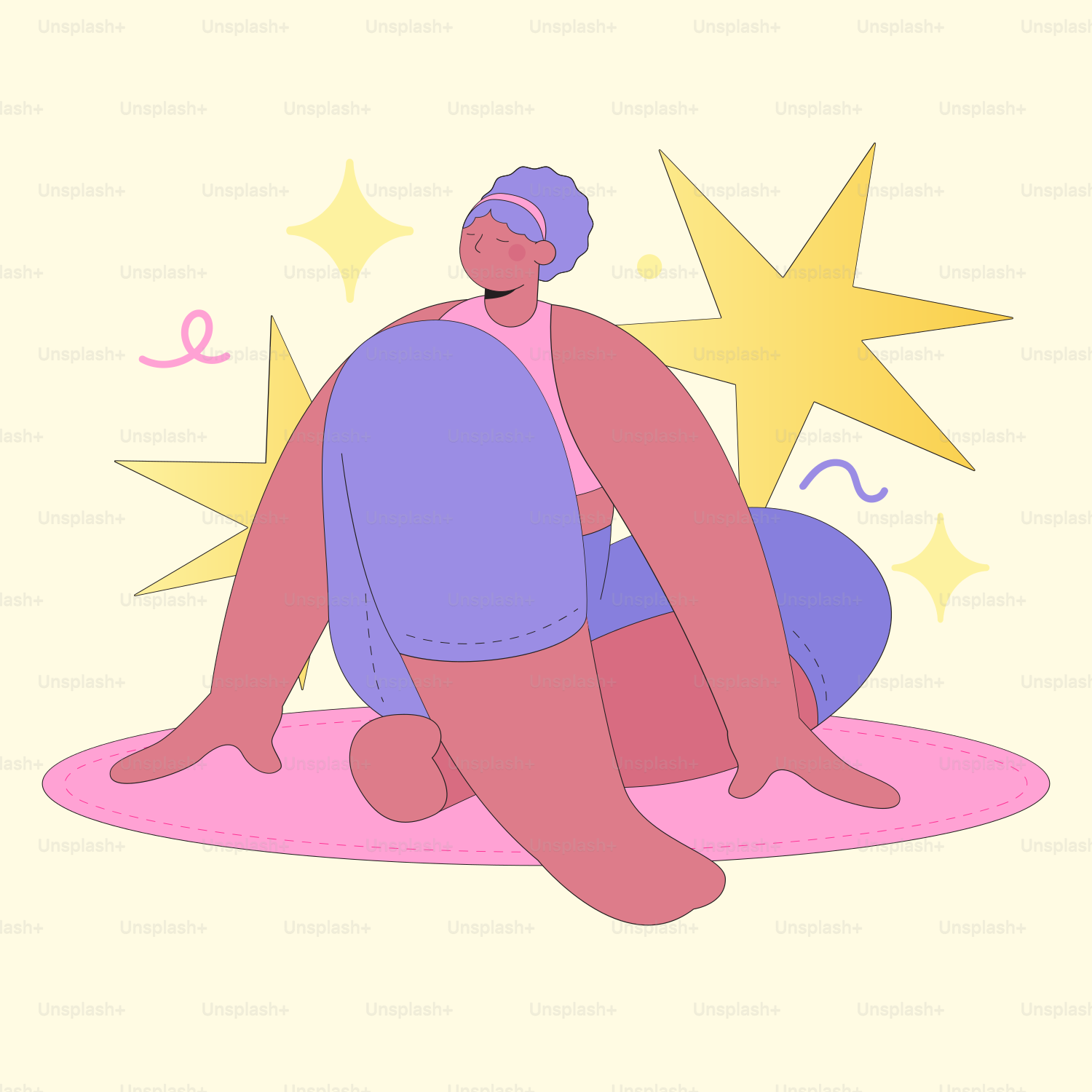 A woman sitting on the ground with her legs crossed