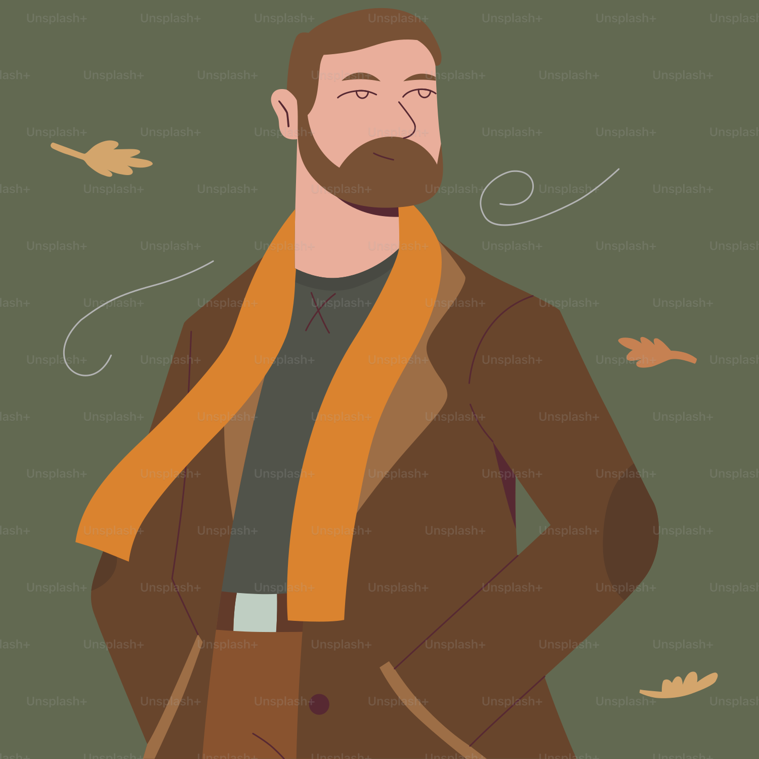 Un homme avec une barbe et un foulard autour du cou