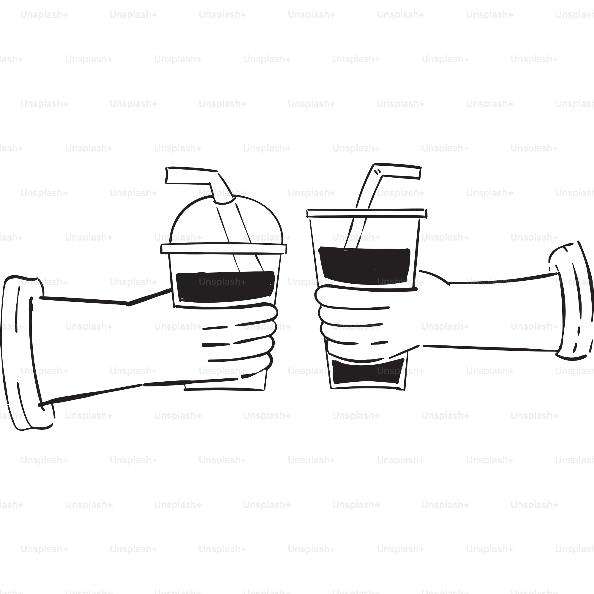 A drawing of two hands holding cups