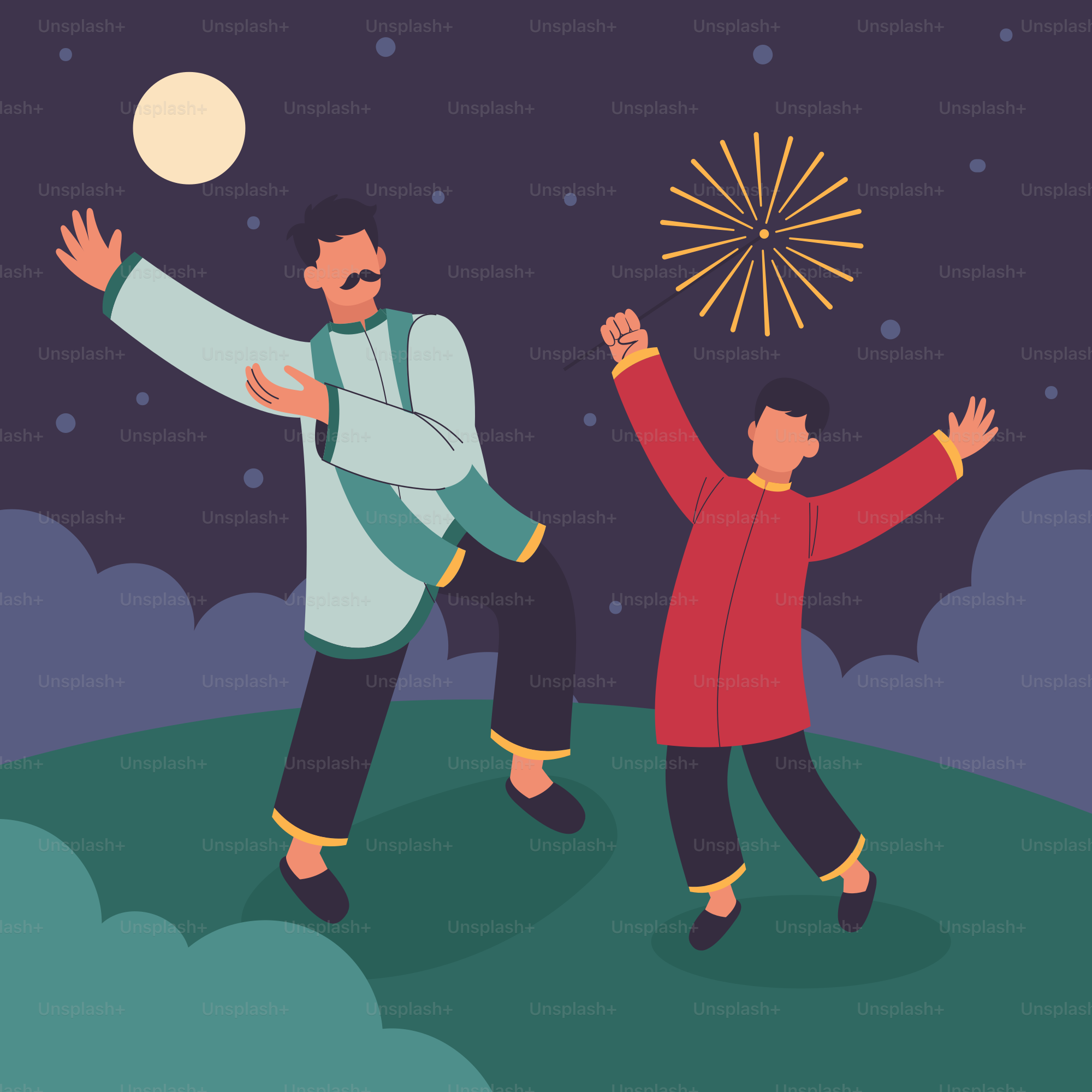 Two people are playing with a ball on a hill