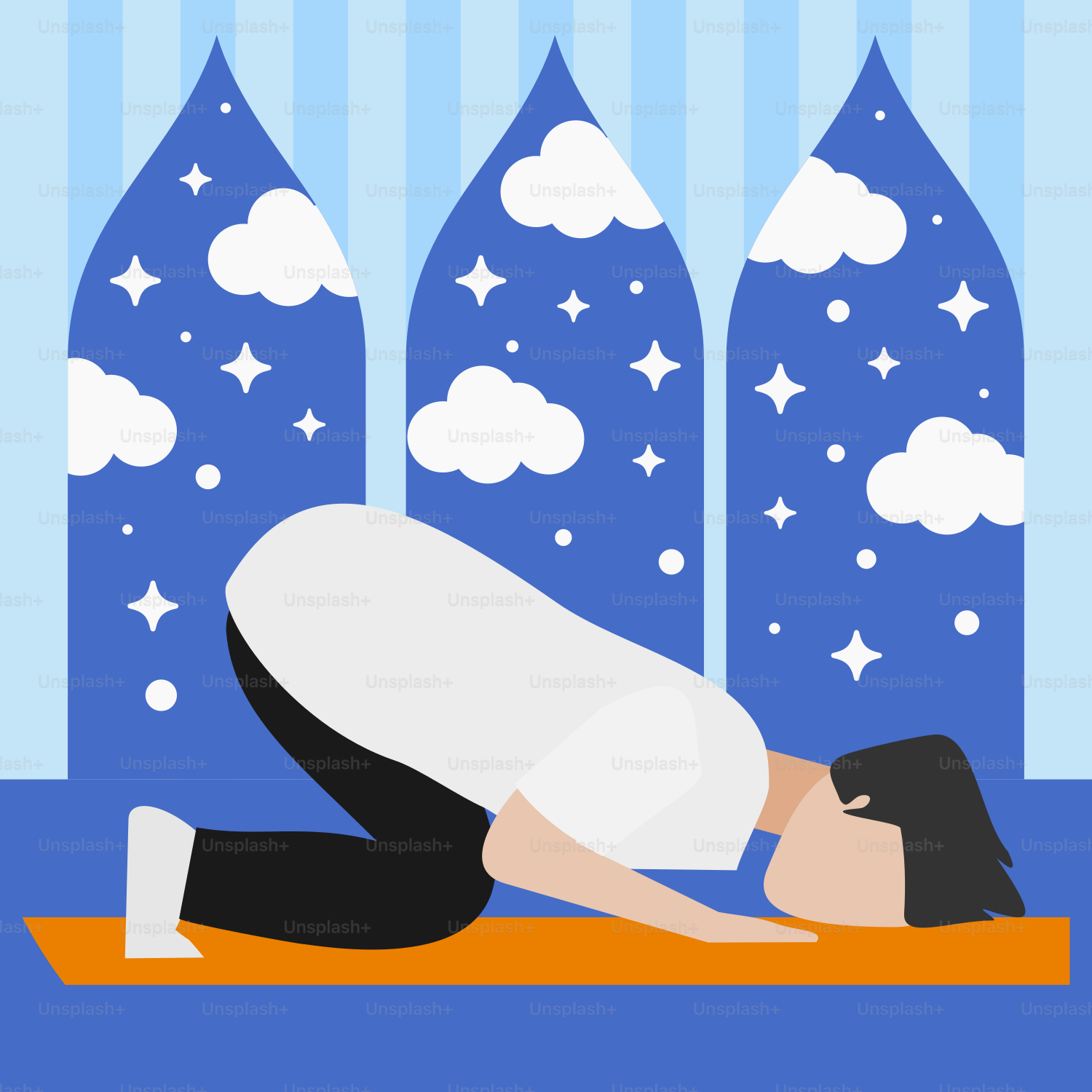 Seorang wanita sedang melakukan yoga di atas matras