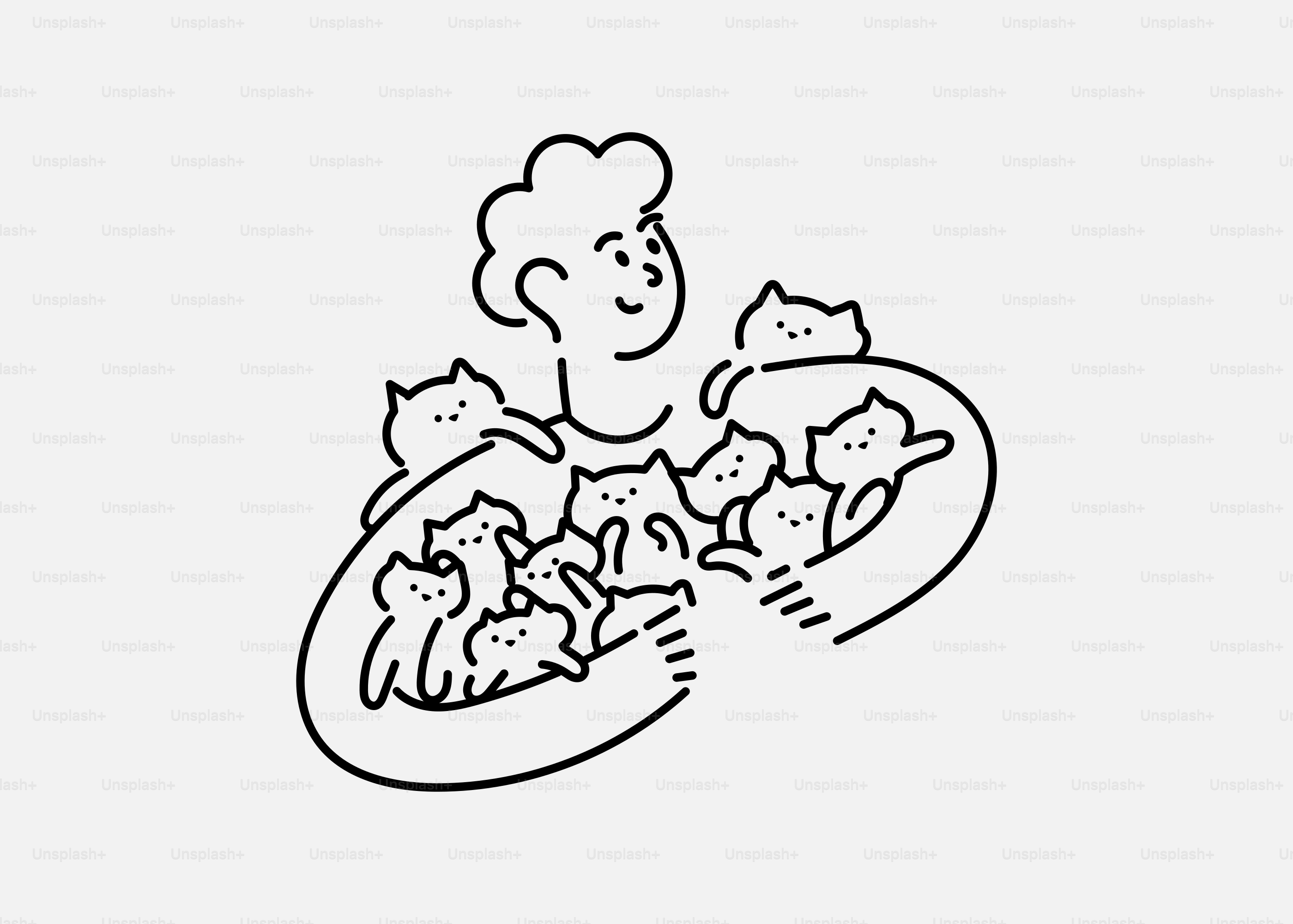 A black and white drawing of a person holding a plate of food