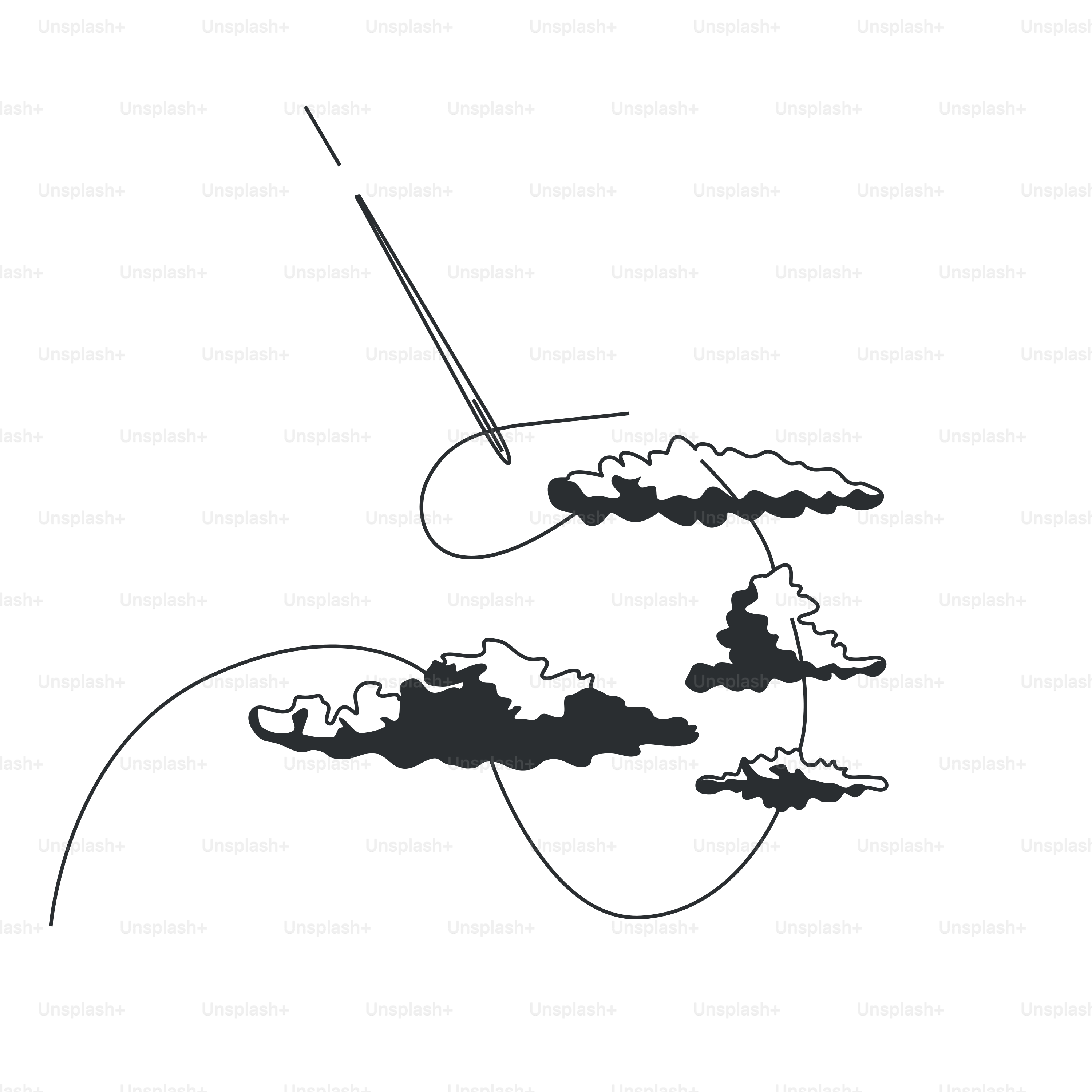 A black and white drawing of clouds