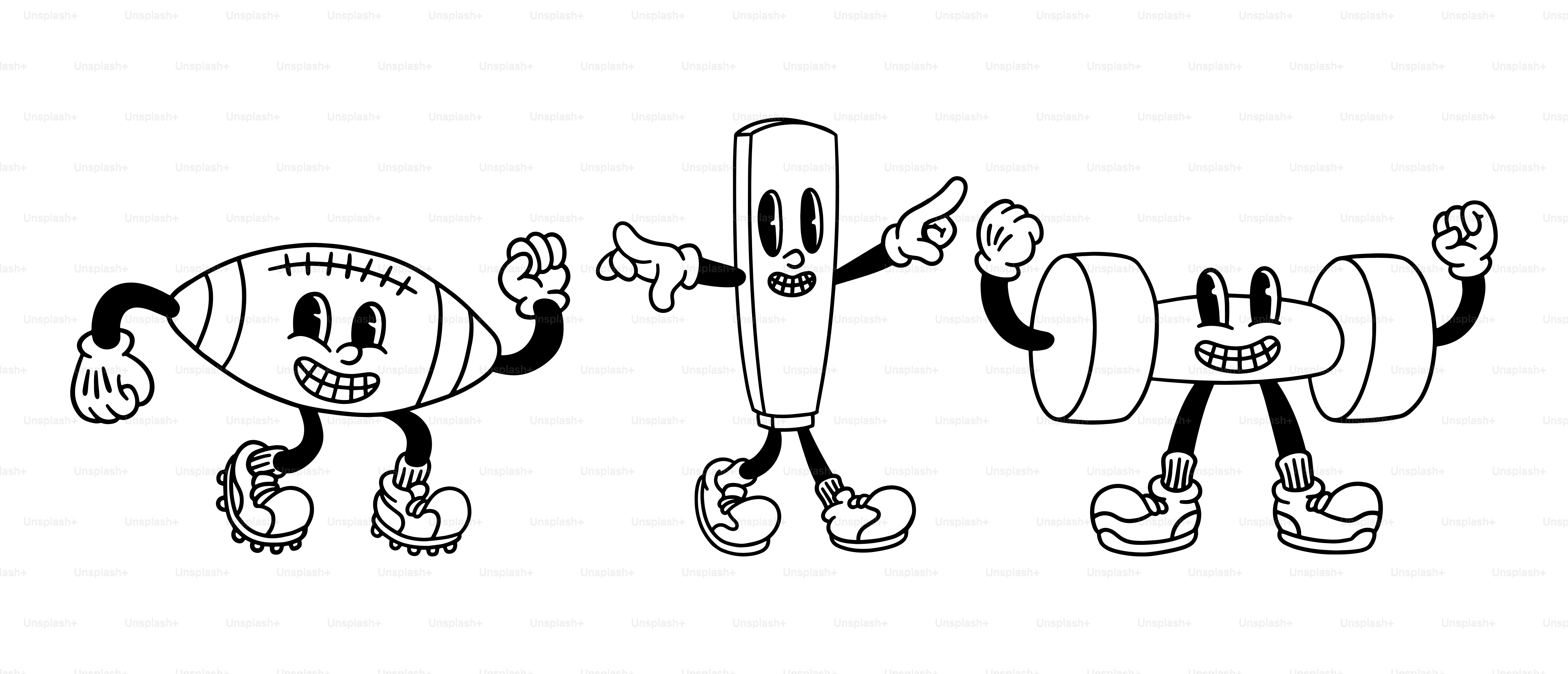 A drawing of a group of cartoon characters