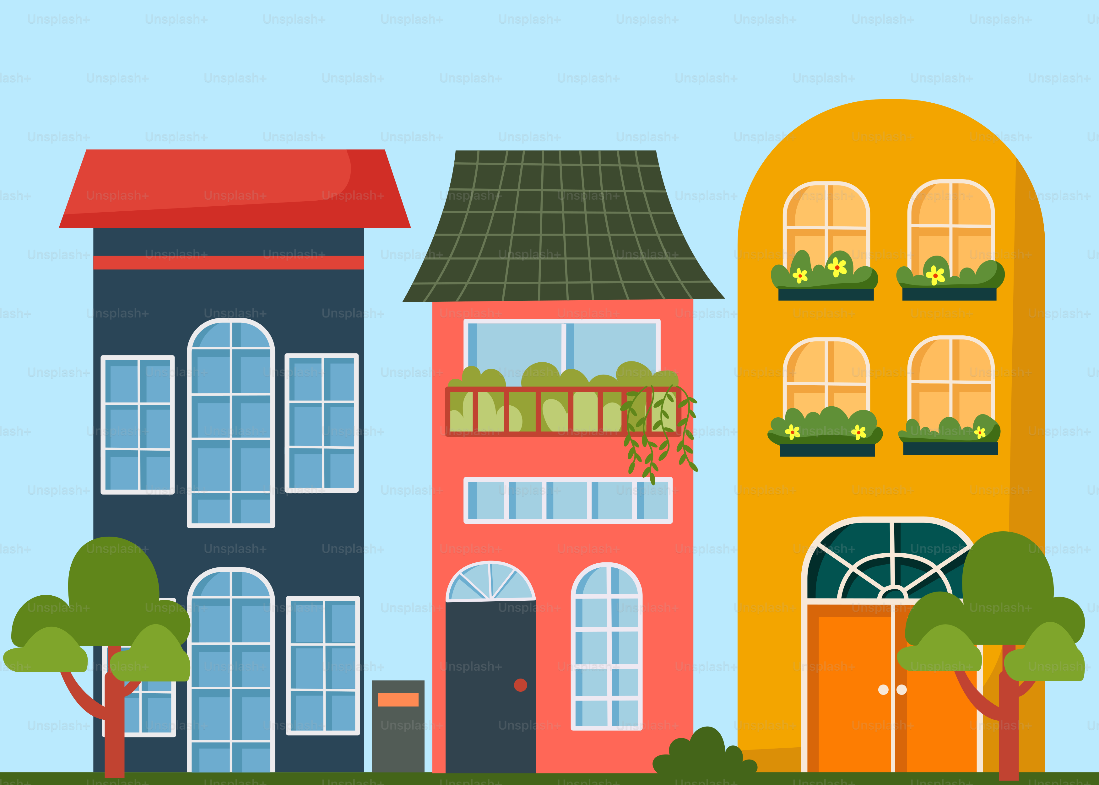 Ein paar Häuser, die nebeneinander liegen