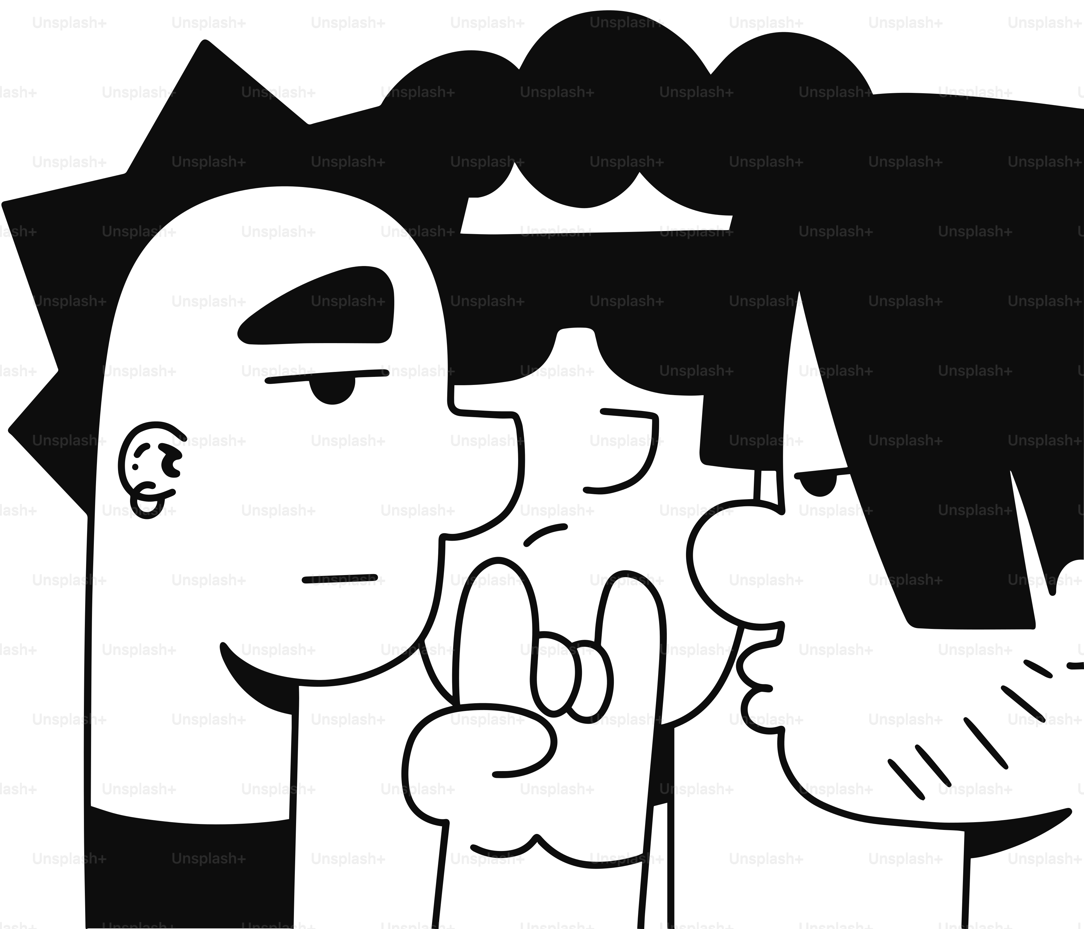 Un dibujo en blanco y negro de un hombre y una mujer