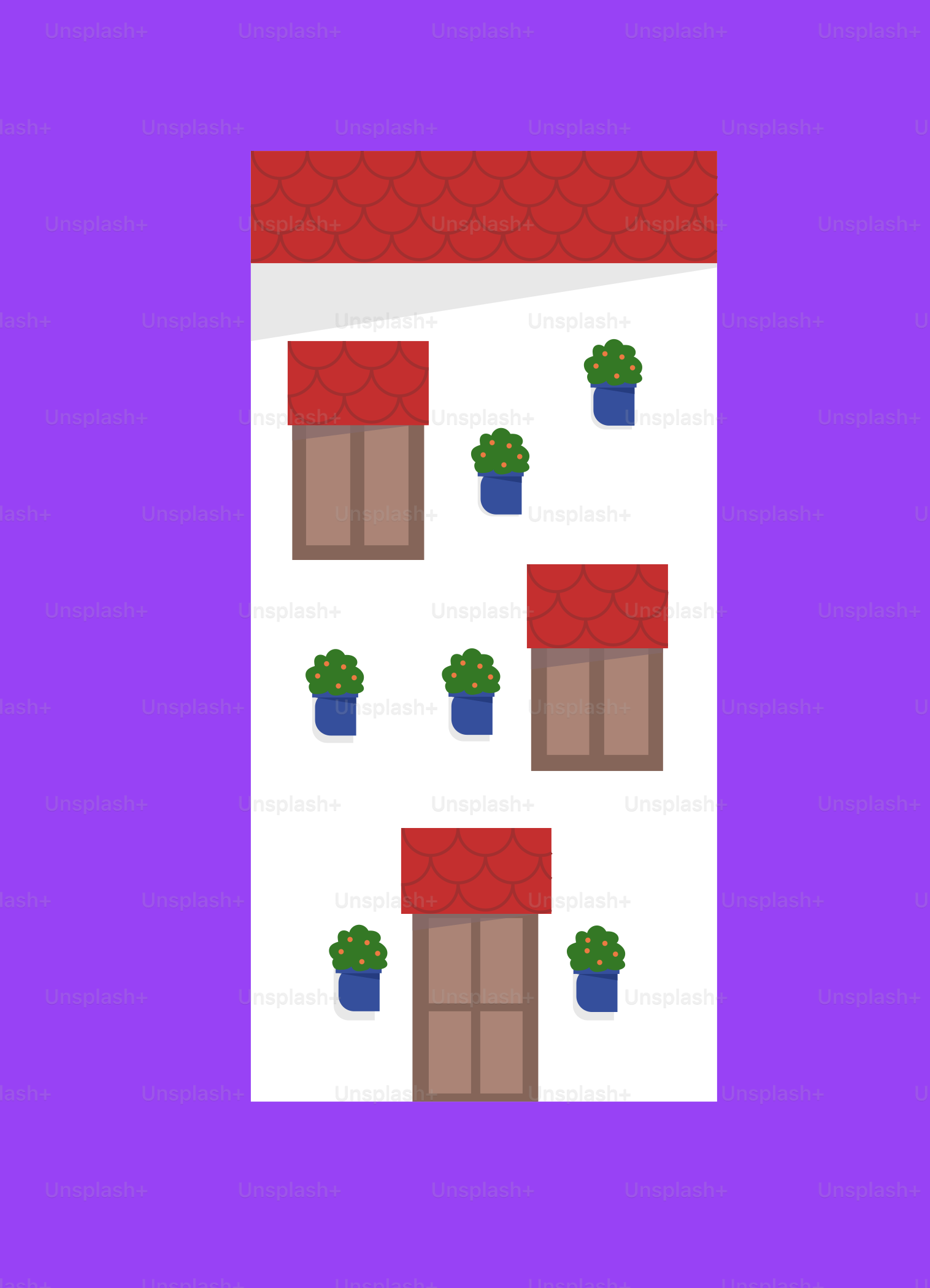 A house with a red roof and a cactus on the roof