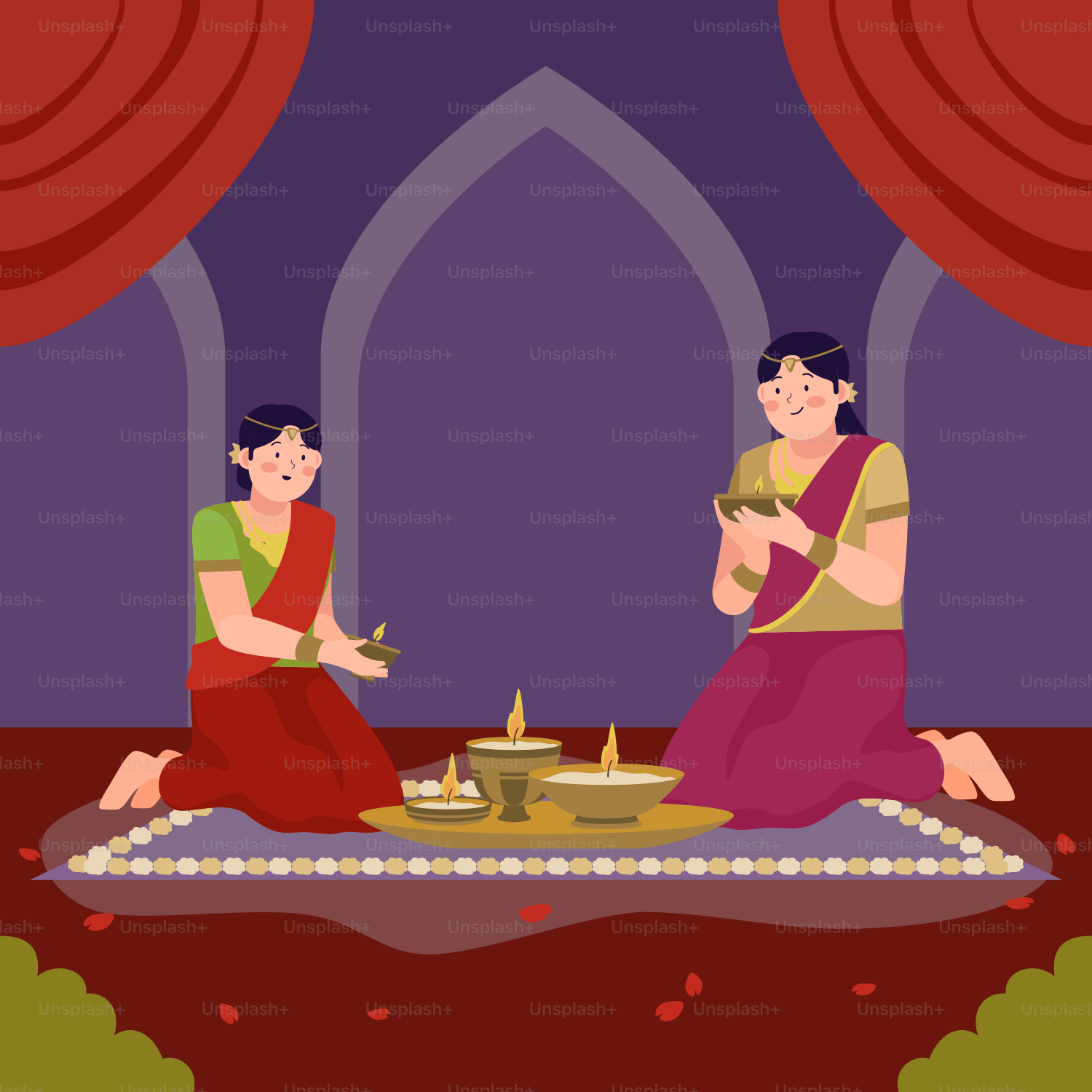 A man and a woman sitting on a rug in front of a window