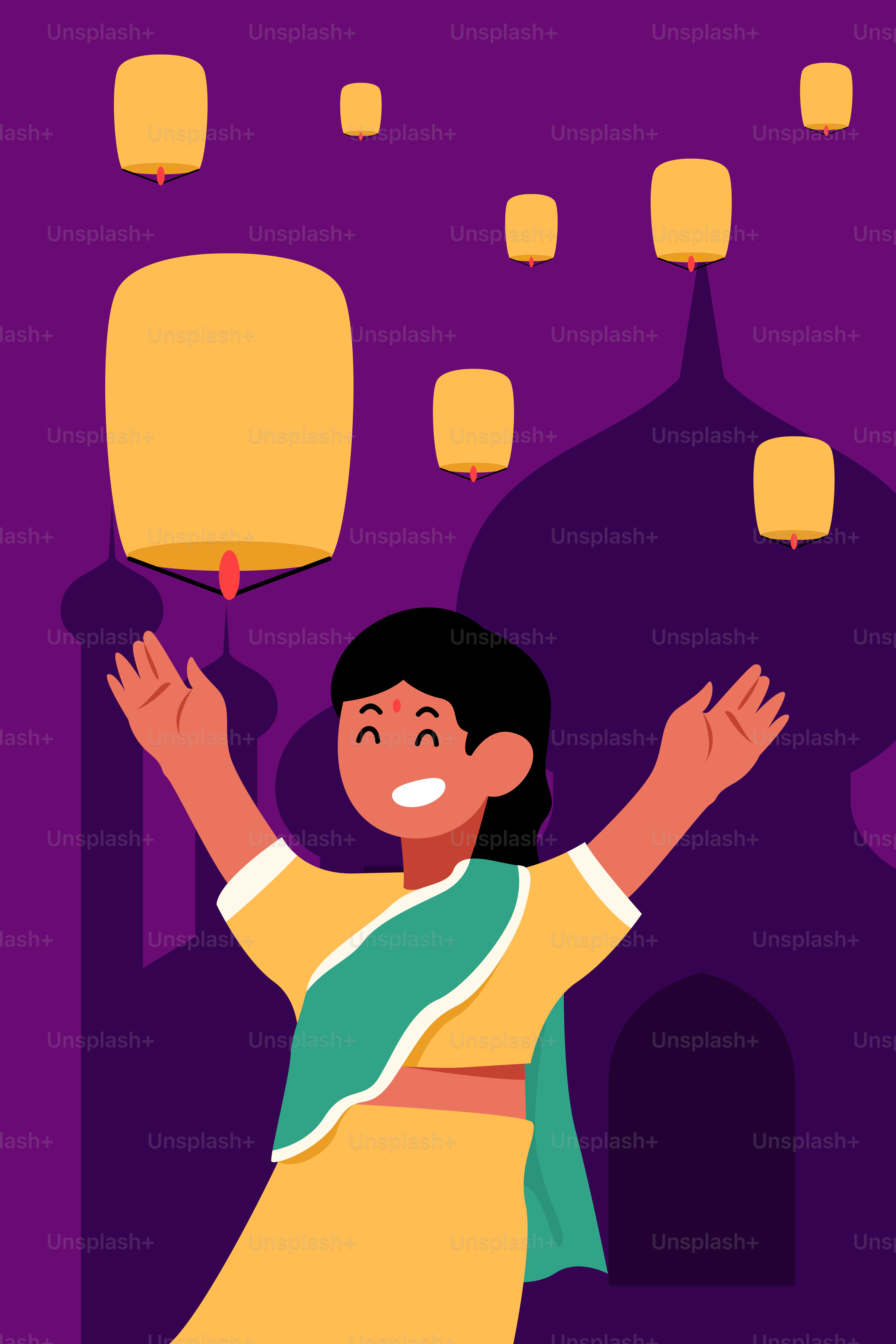 A woman standing in front of a purple background