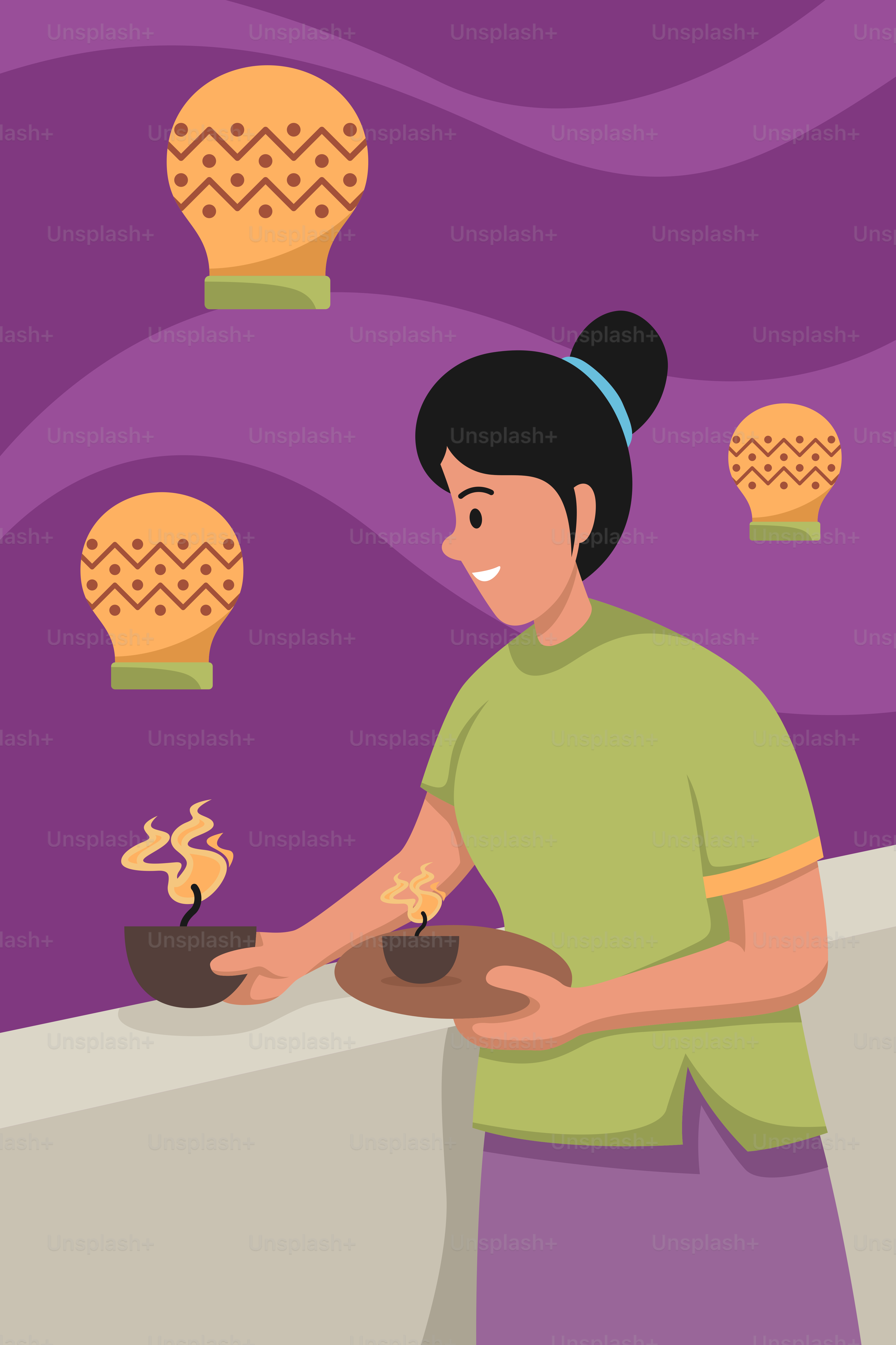 A woman holding a bowl with a plant in it
