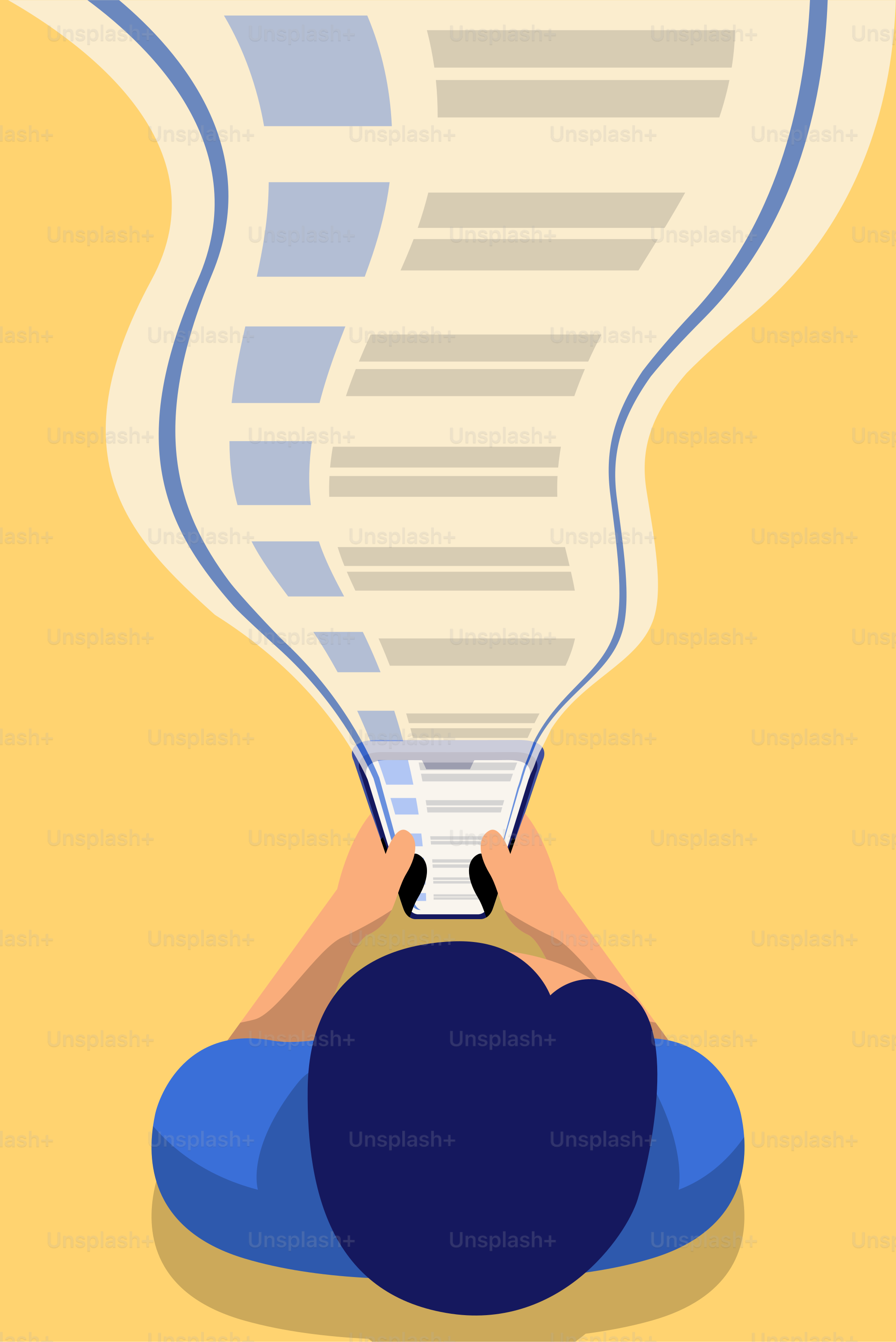 A person sitting on the ground holding a large sheet of paper