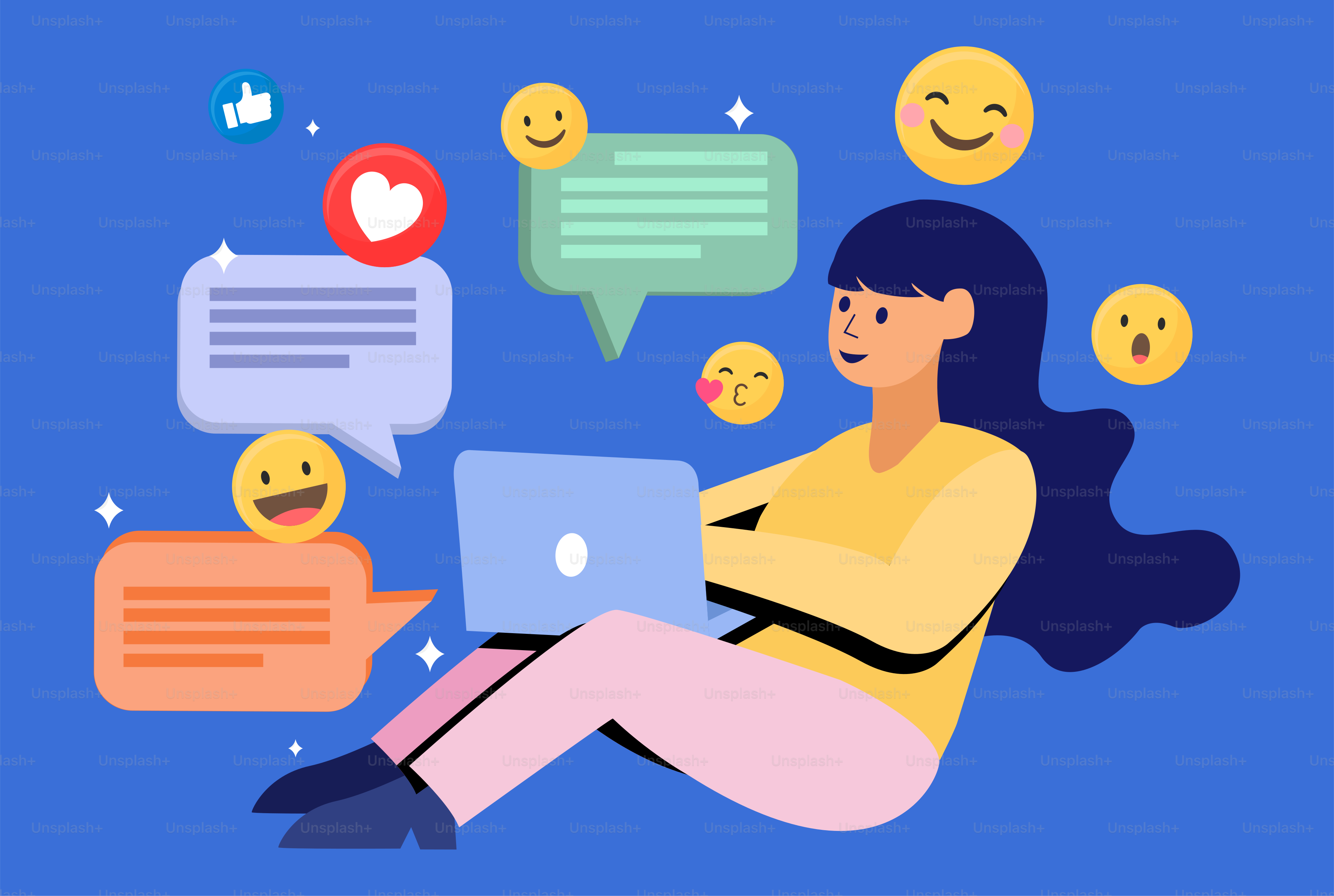 Uma mulher sentada no chão usando um laptop