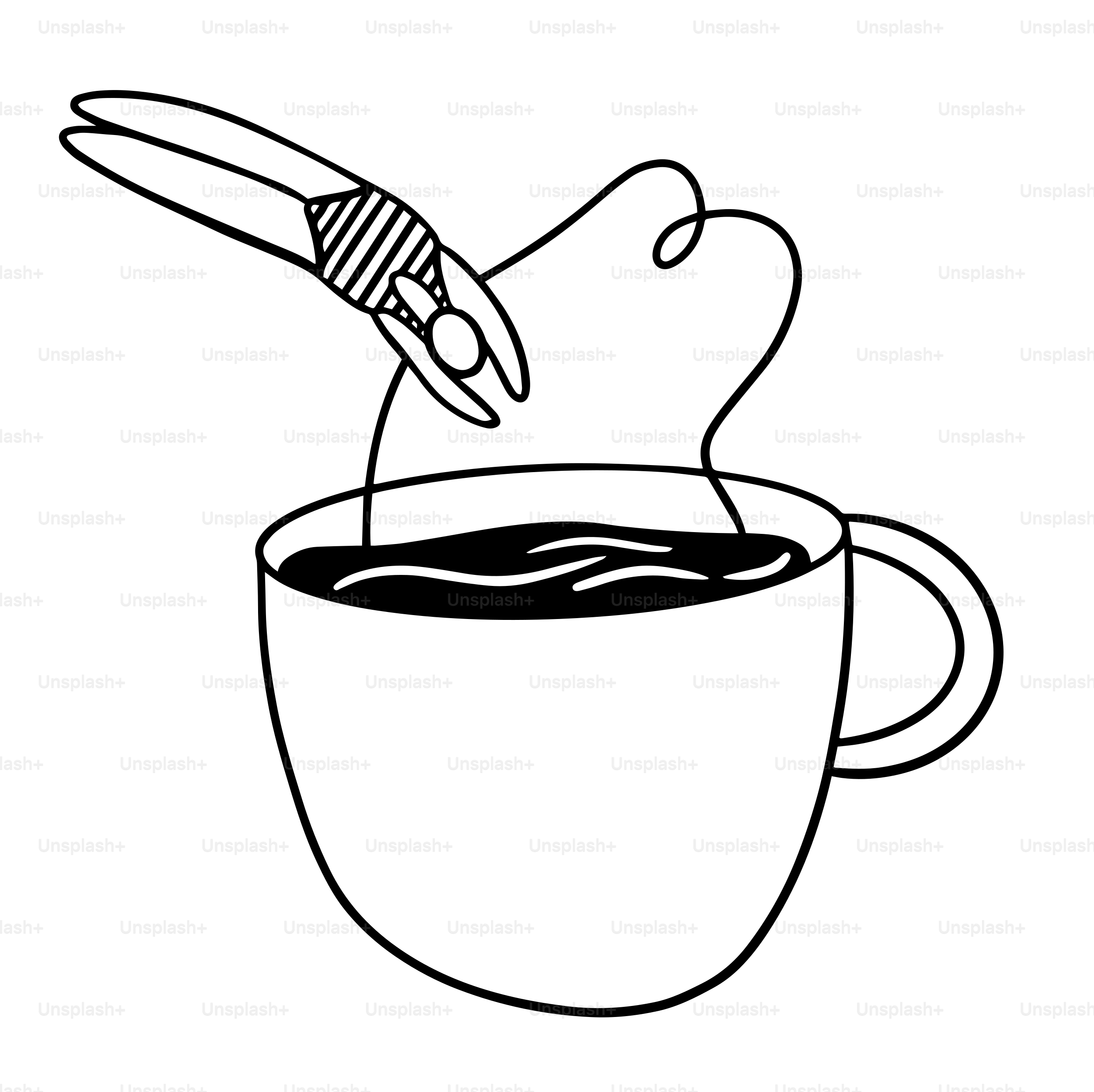 A cup of coffee with a spoon sticking out of it