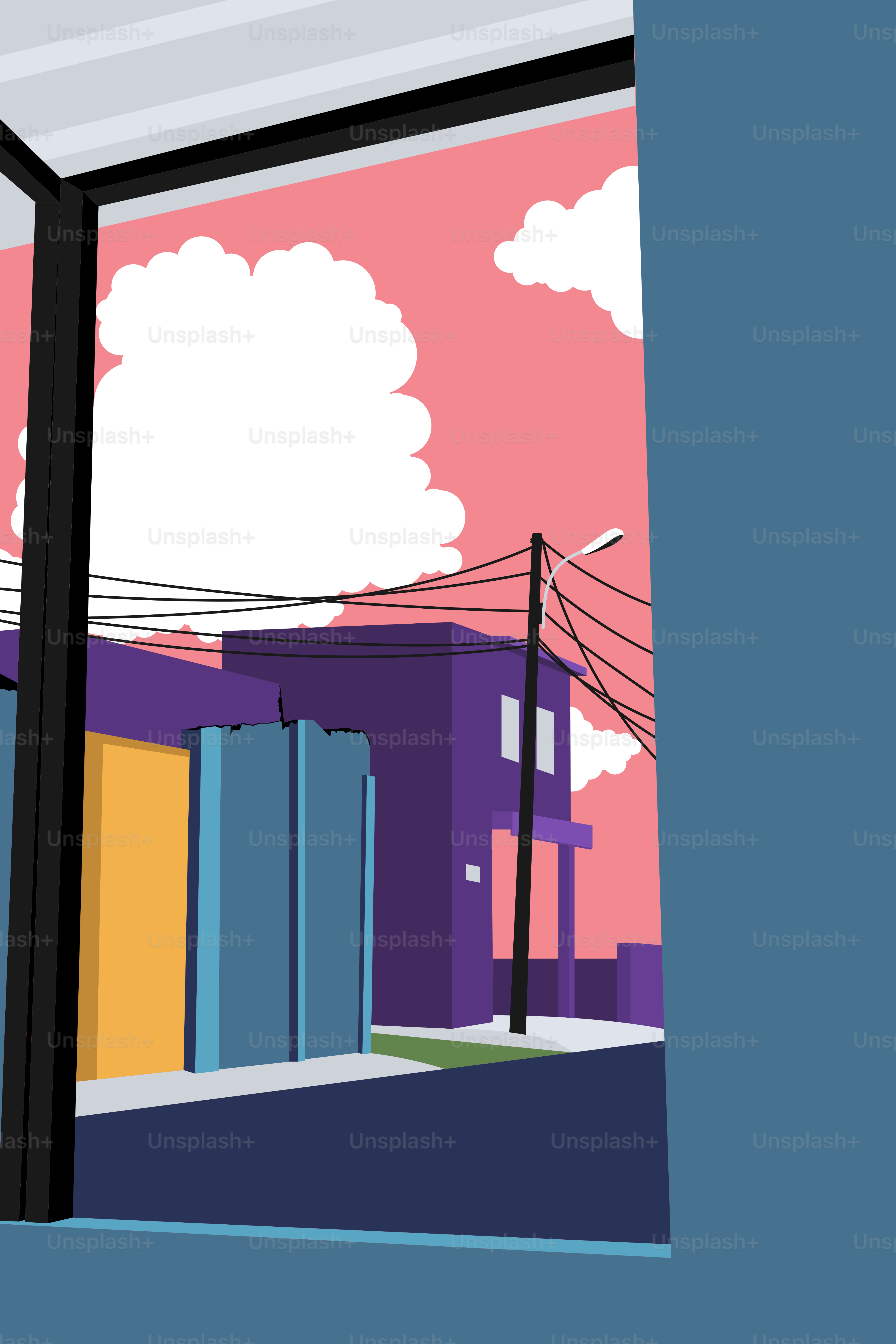 A picture of a city with a sky background