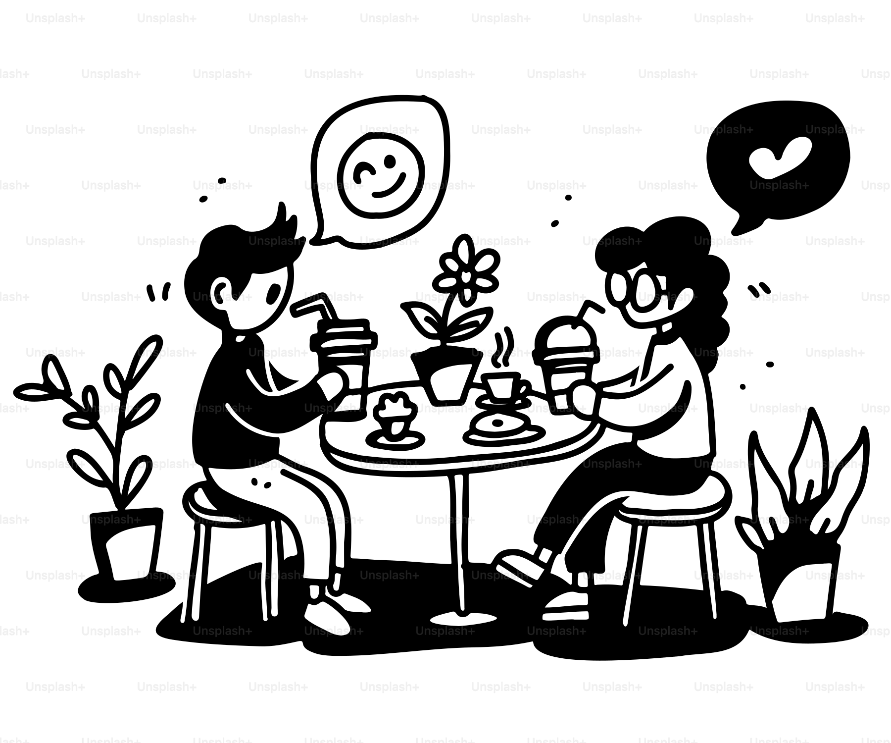 Two people sitting at a table having a conversation