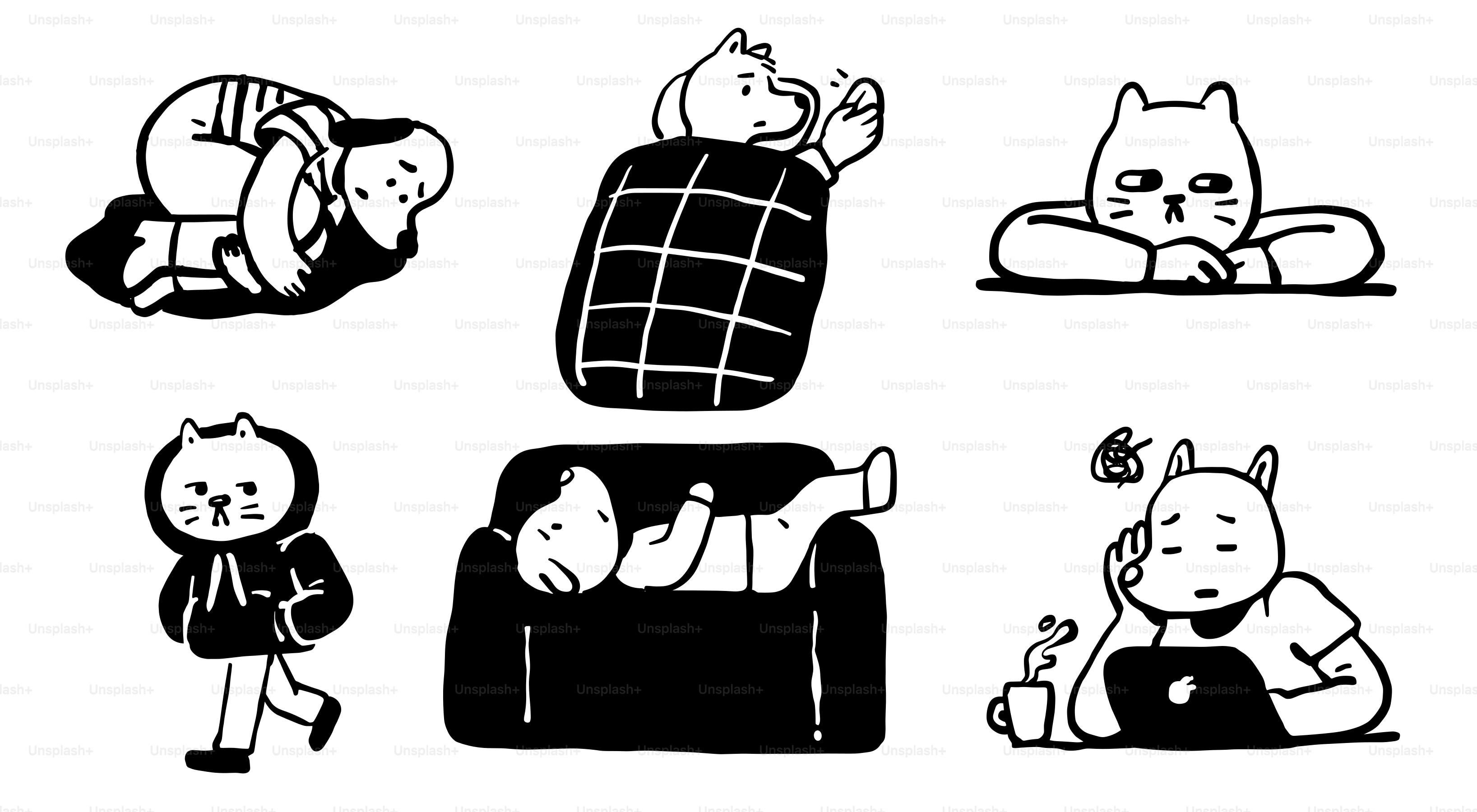 A black and white drawing of a baby in a crib