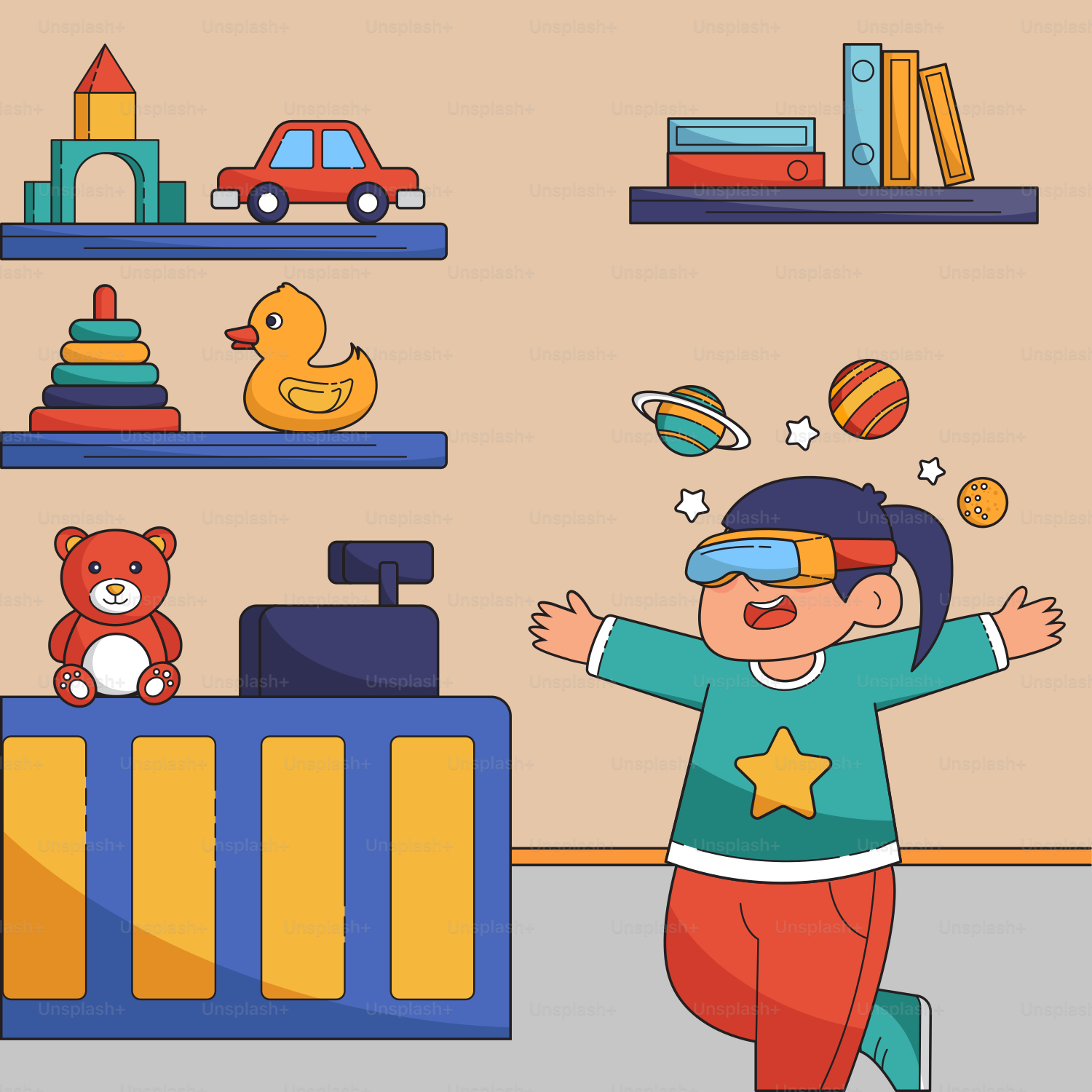 A child is playing with toys in a room