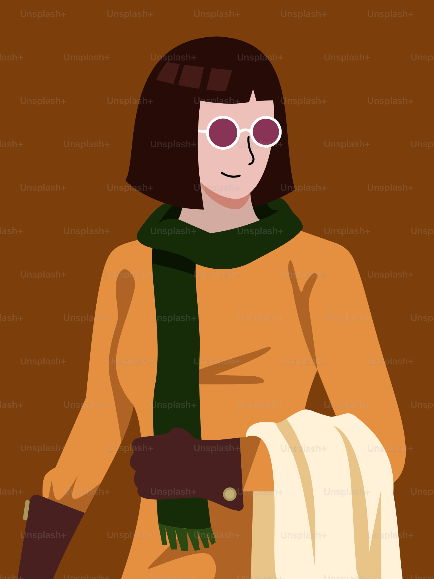 A woman wearing a scarf and a scarf around her neck