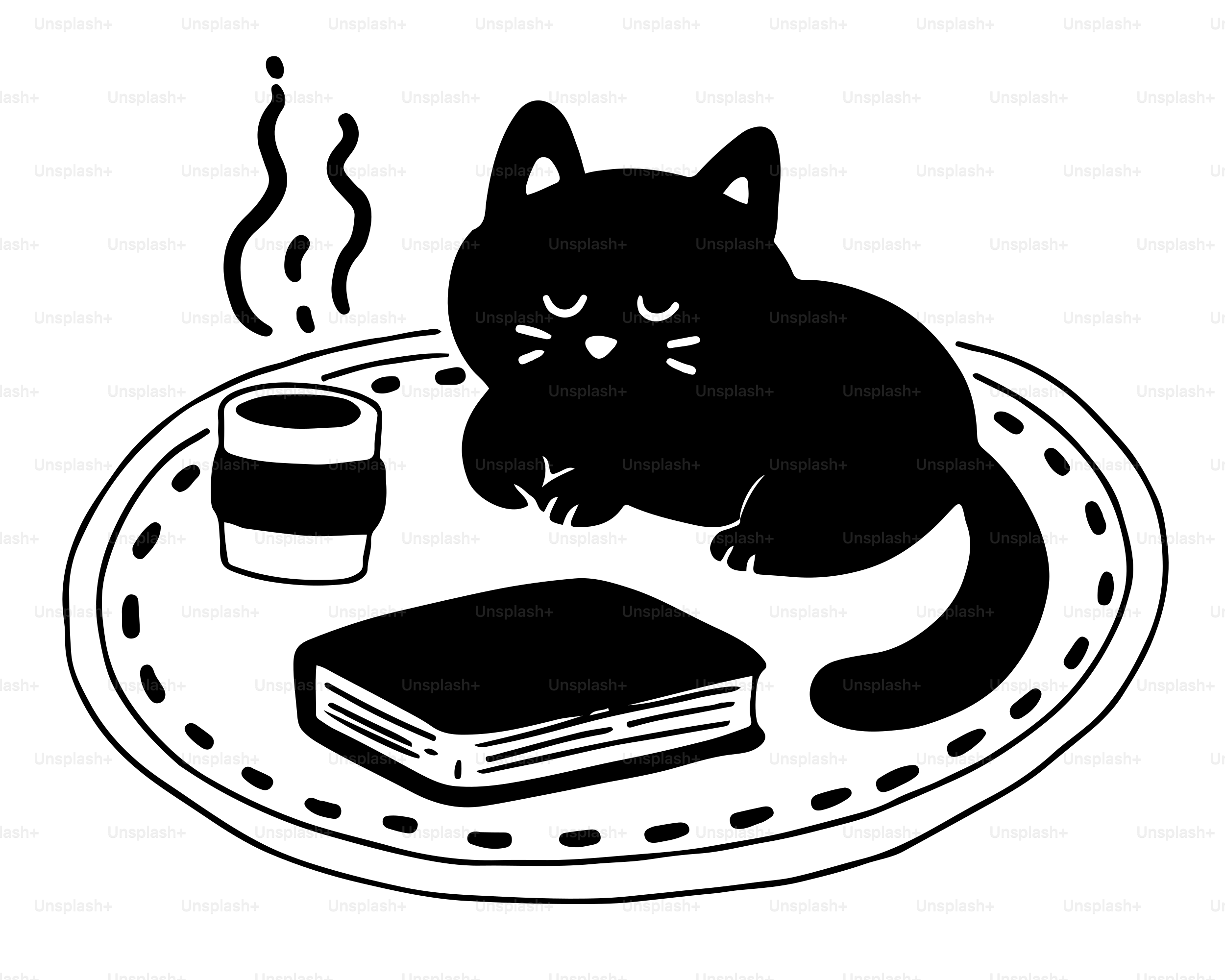 Un gatto nero seduto sopra un tavolo accanto a un libro