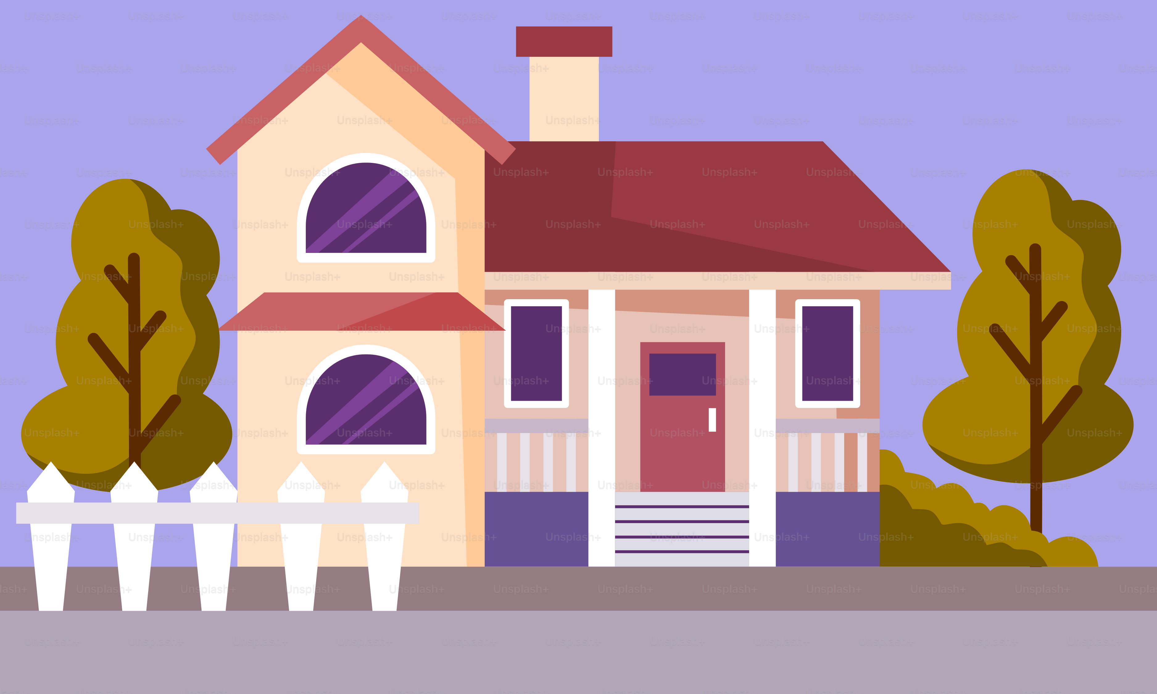 A house with a picket fence in front of it